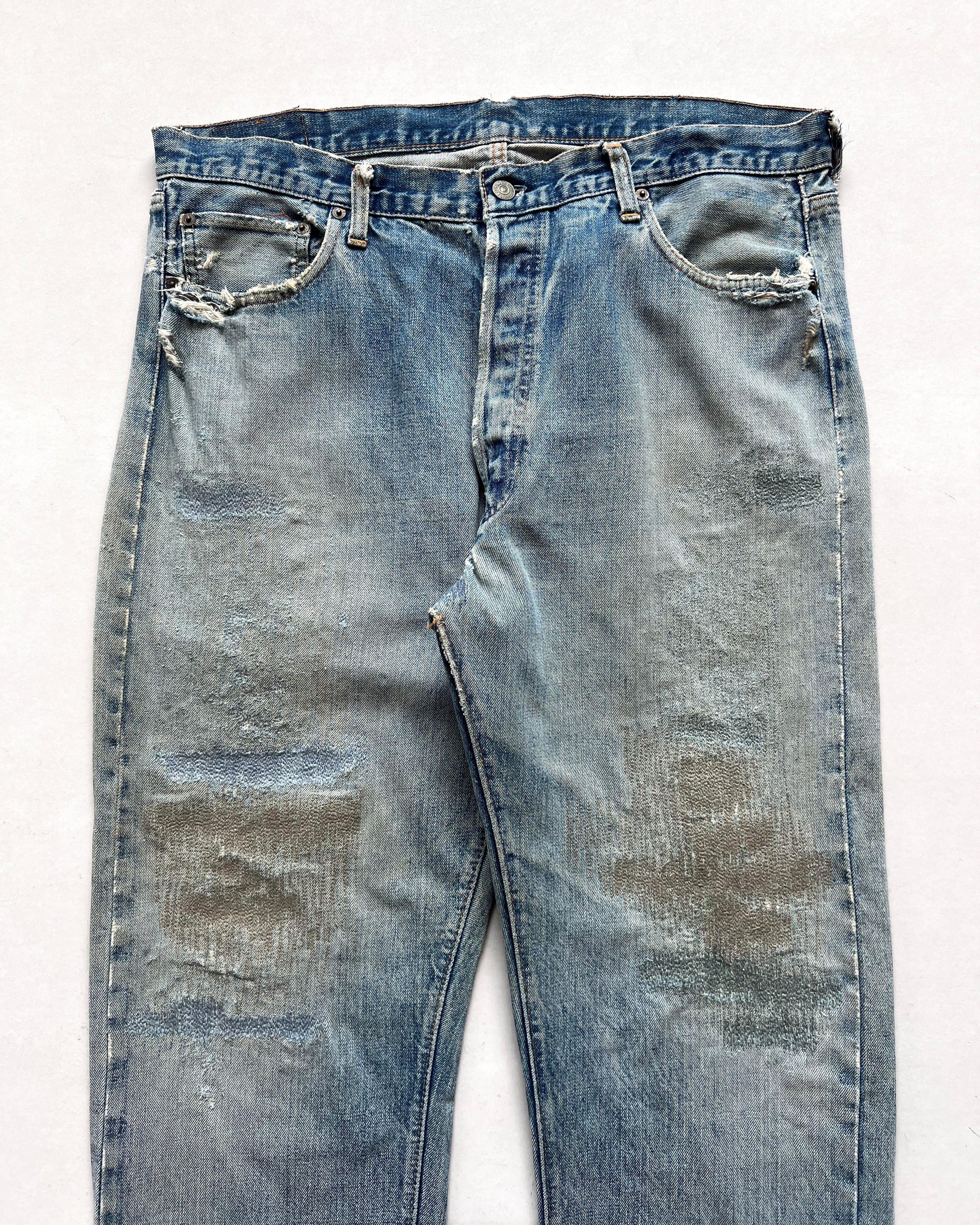 1970S LEVI'S 501 REDLINE SELVEDGE REPAIRED JEANS (38)