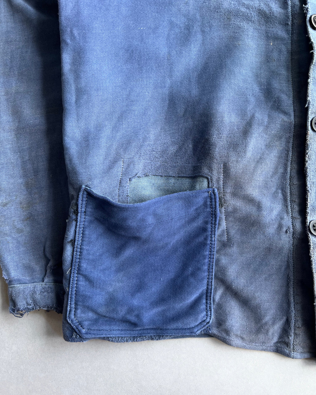 1950S MOLESKIN FRENCH REPAIRED WORK CHORE JACKET (M/L)