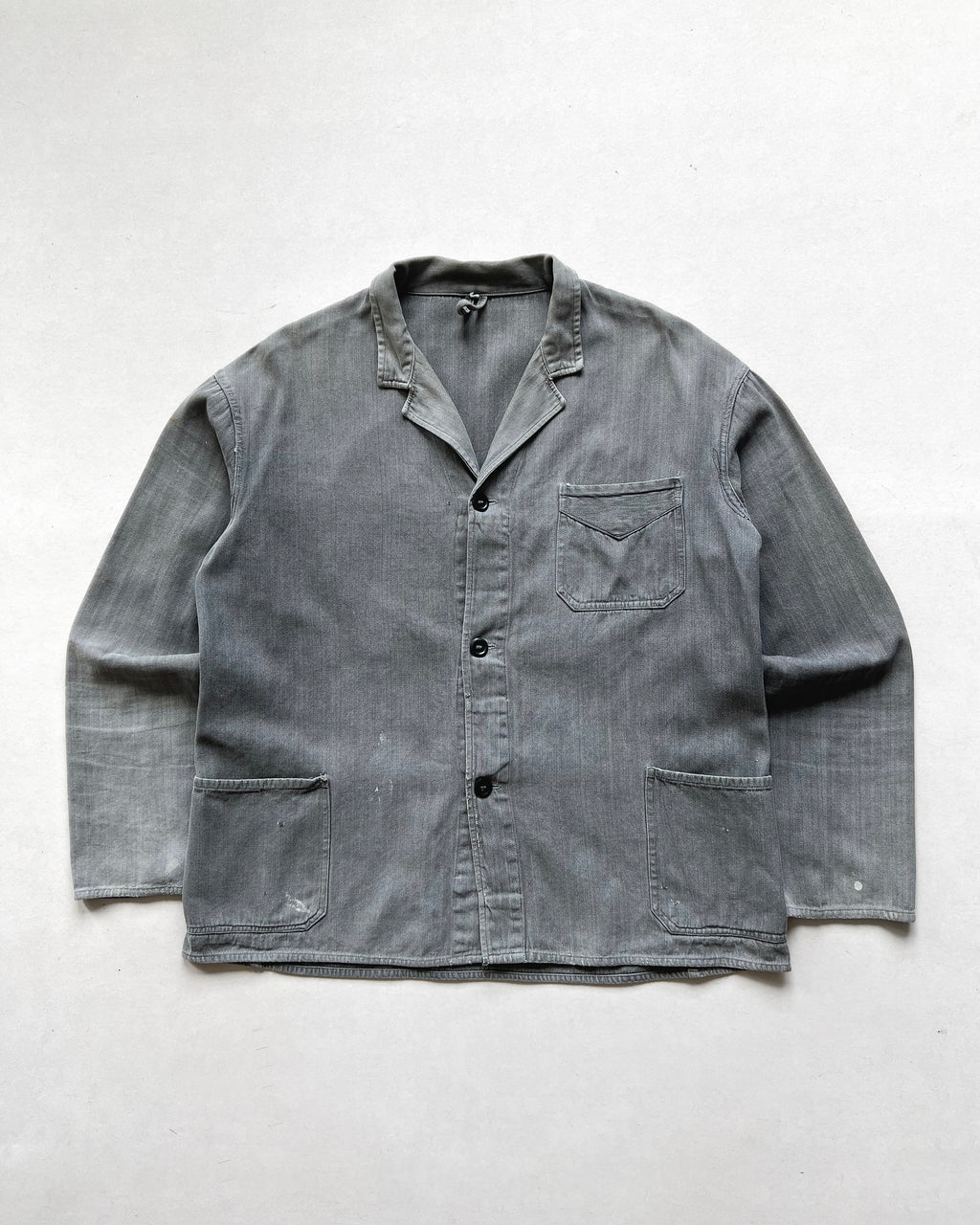 1940S FRENCH HBT V POCKET WORK JACKET (M)