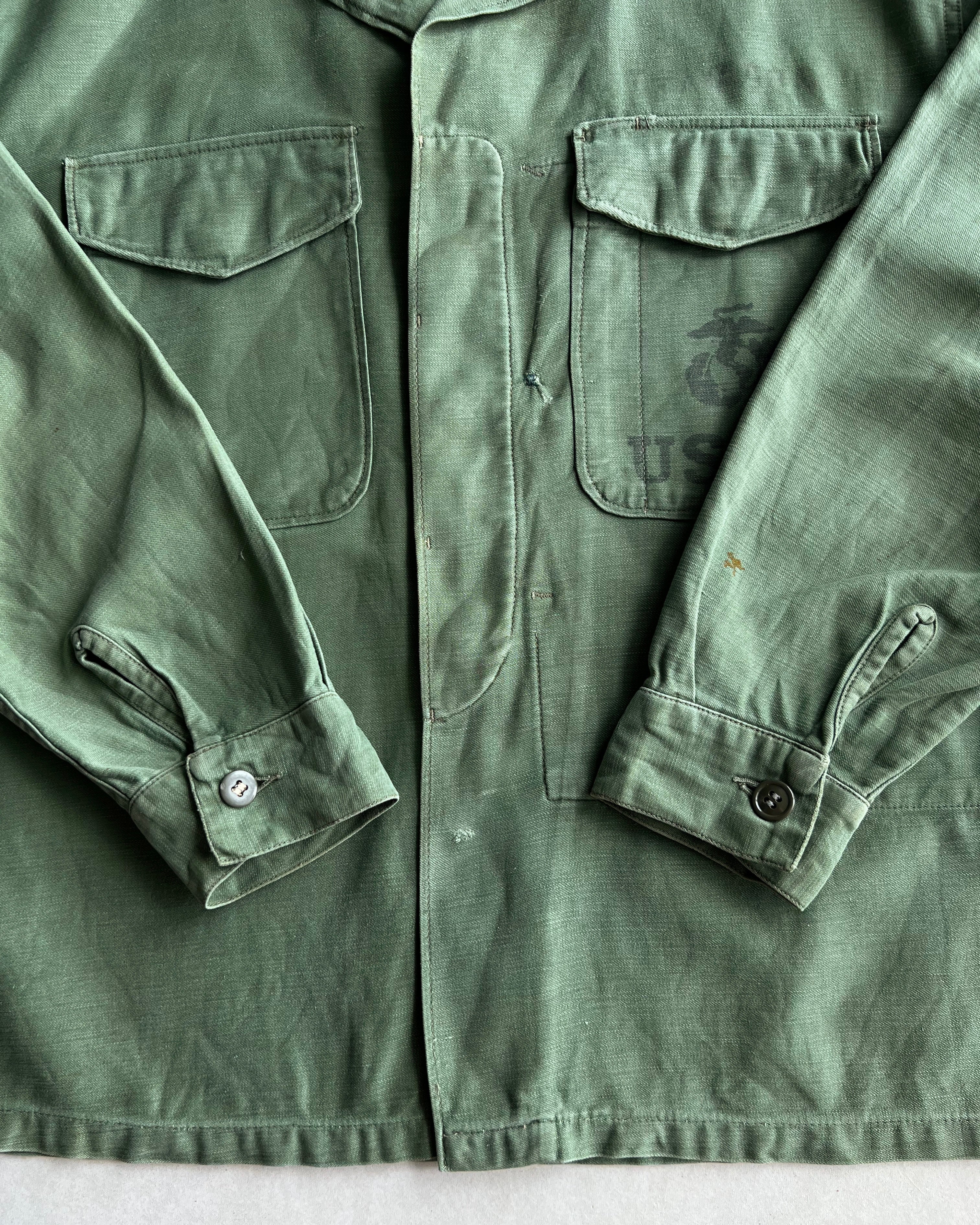 1950S STENCILED USMC P-56 UTILITY SHIRT JACKET (L)