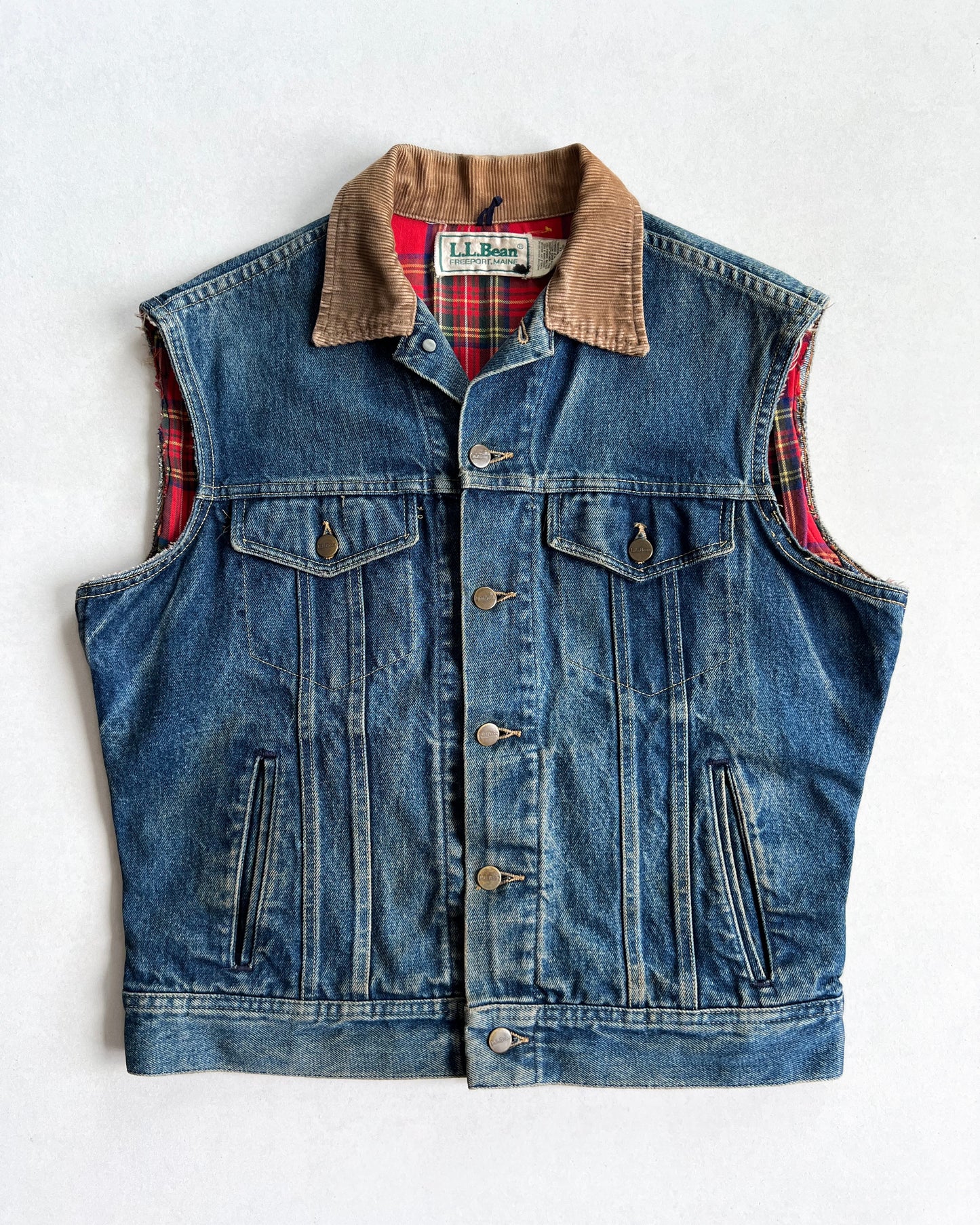 1980S L.L BEAN SLEEVELESS DENIM TRUCKER JACKET (L)