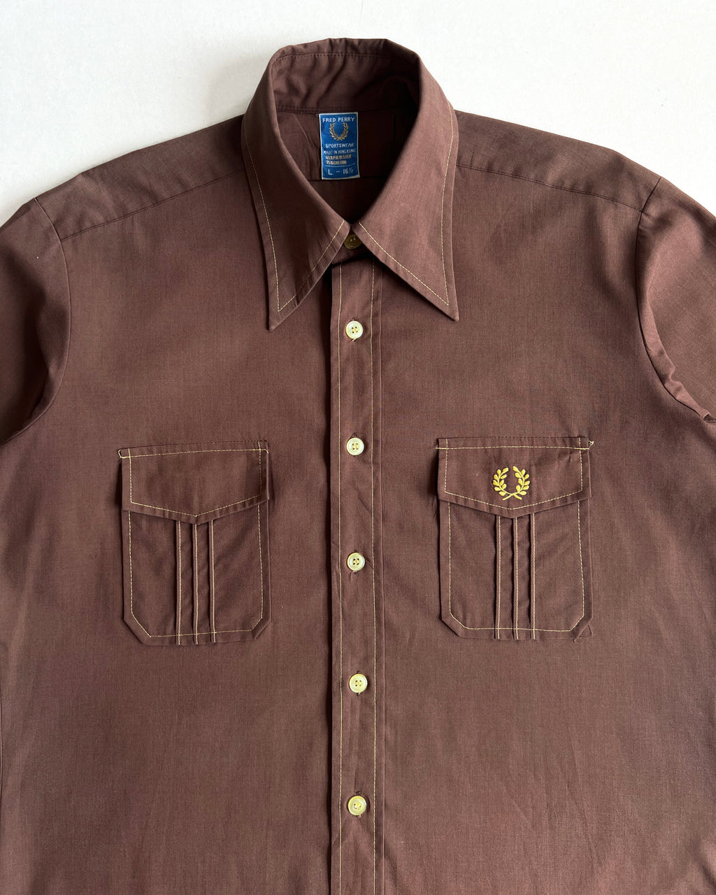 1970S FRED PERRY LOGO PERMA SHIRT (L)