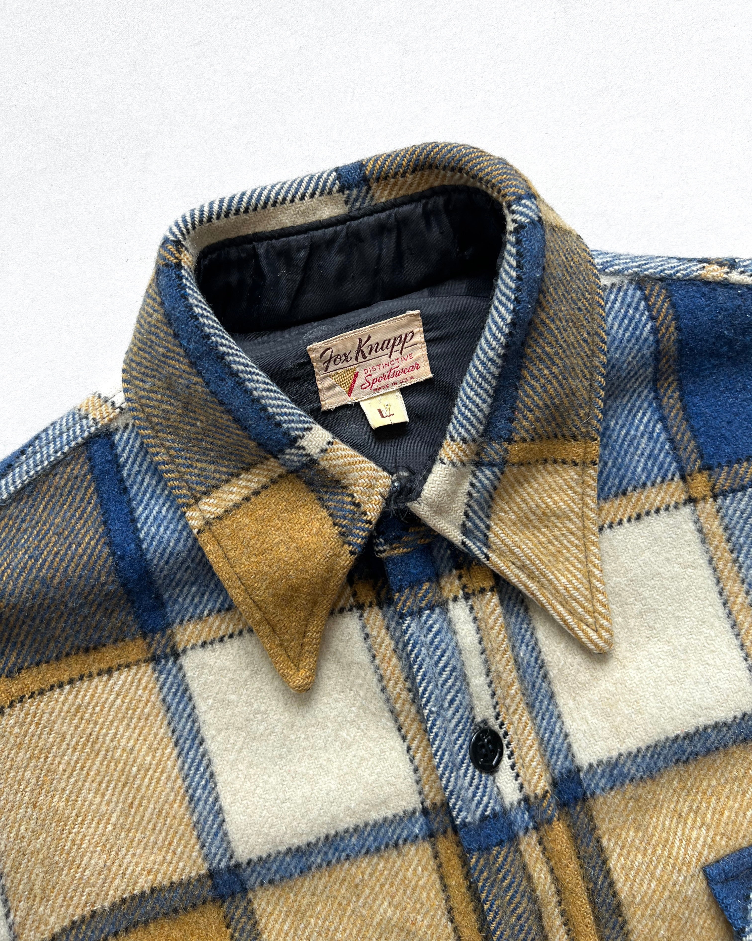 1960S FOX KNAPP WOOL PLAID FLANNEL (L)