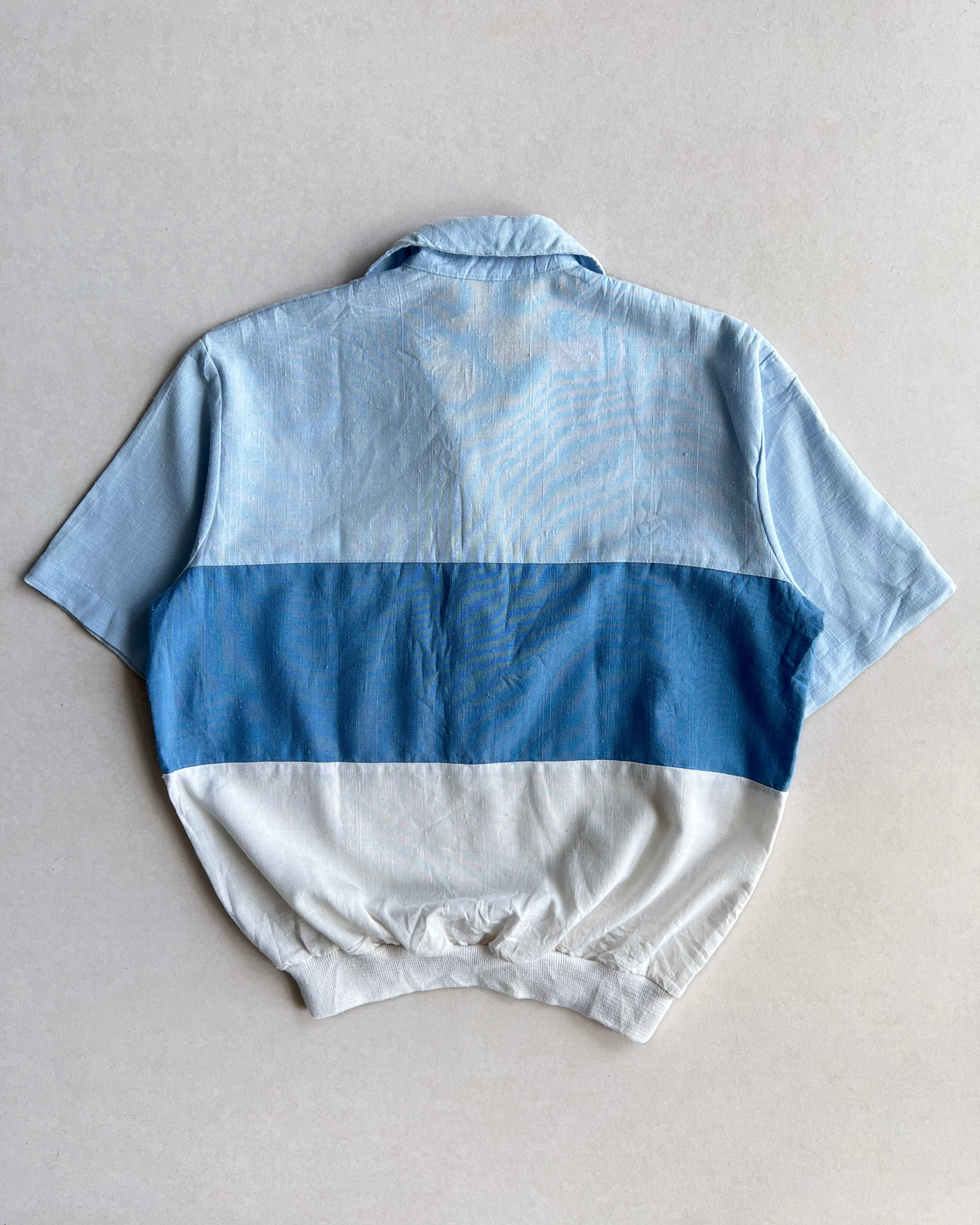 1960S BLUE ROCKABILLY DOUBLE POCKET SHIRT (M)