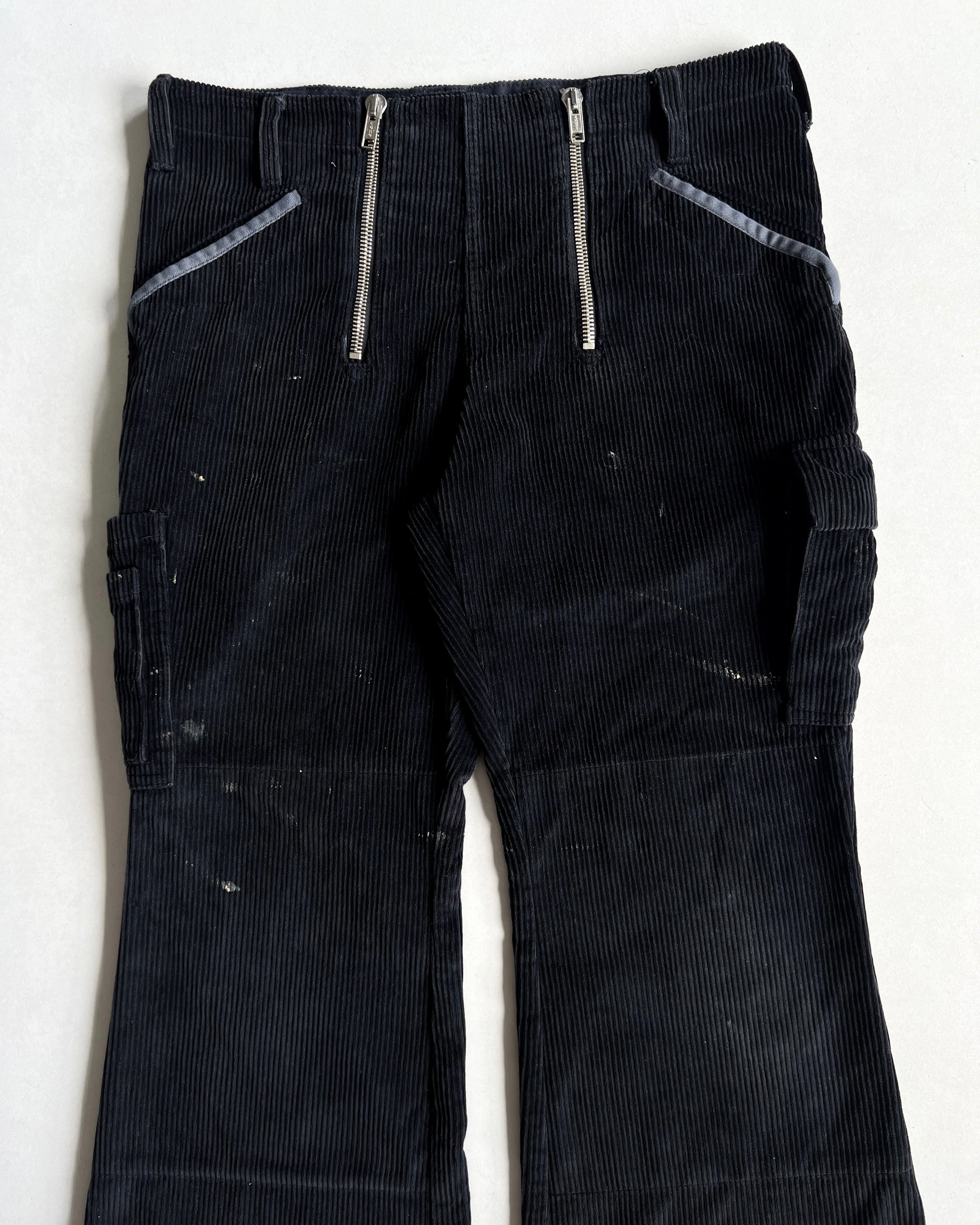 1990S BLACK CORDUROY GERMAN BOOTCUT WORK PANTS (36)