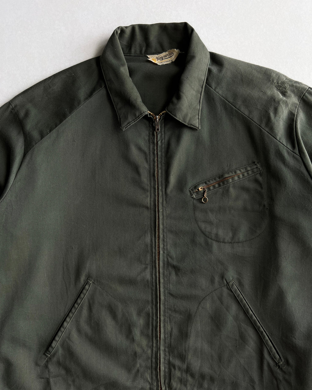 1960S OLIVE KEY IMPERIAL 'D' POCKET WORK JACKET (XL)