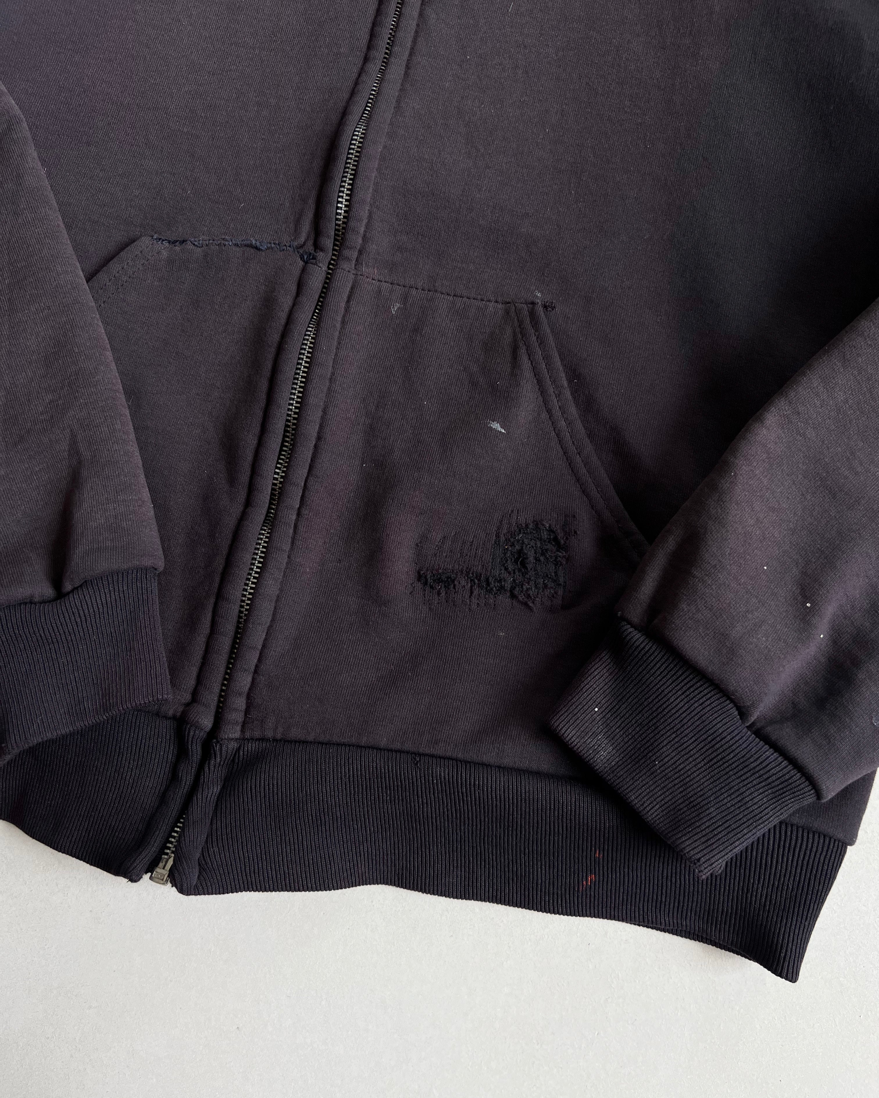 1990S FADED BLACK CARHARTT HEAVYWEIGHT ZIP-UP HOODIE (L)