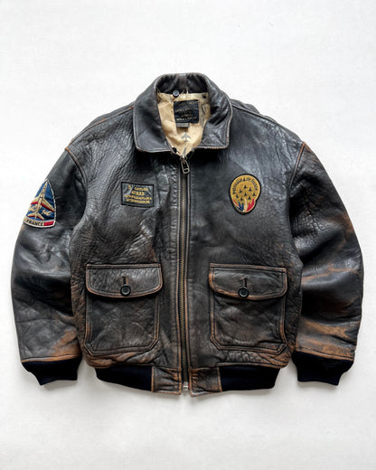 1980S AVIREX 'PATROUILLE DE FRANCE' TYPE G-1 FLIGHT LEATHER JACKET (L)