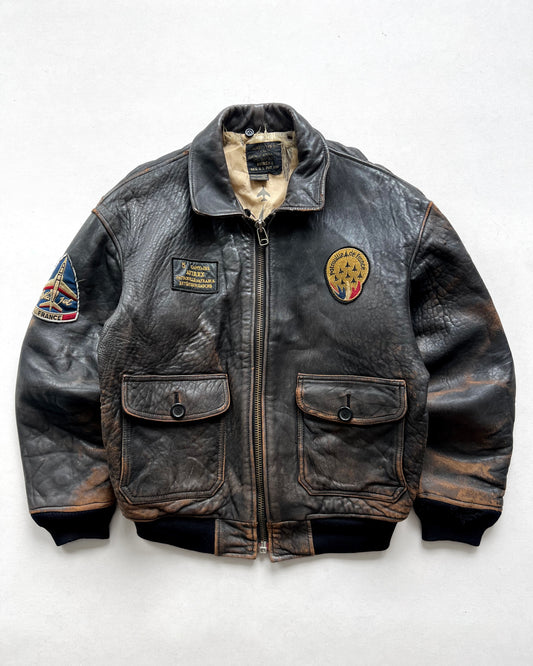 1980S AVIREX 'PATROUILLE DE FRANCE' TYPE G-1 FLIGHT LEATHER JACKET (L)