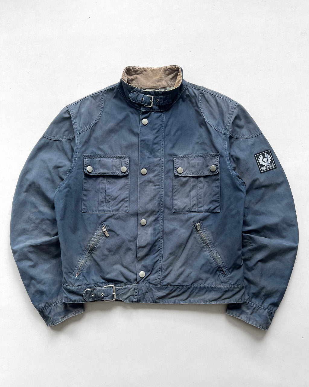 1990S FADED BELSTAFF MOTORCYCLE JACKET (L)
