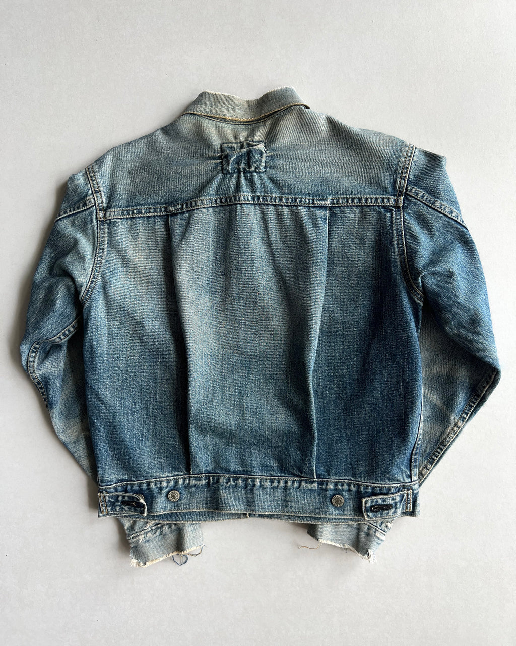 1990S FADED WASHED BIG E LEVI'S TYPE II SELVEDGE DENIM JACKET (S-L)