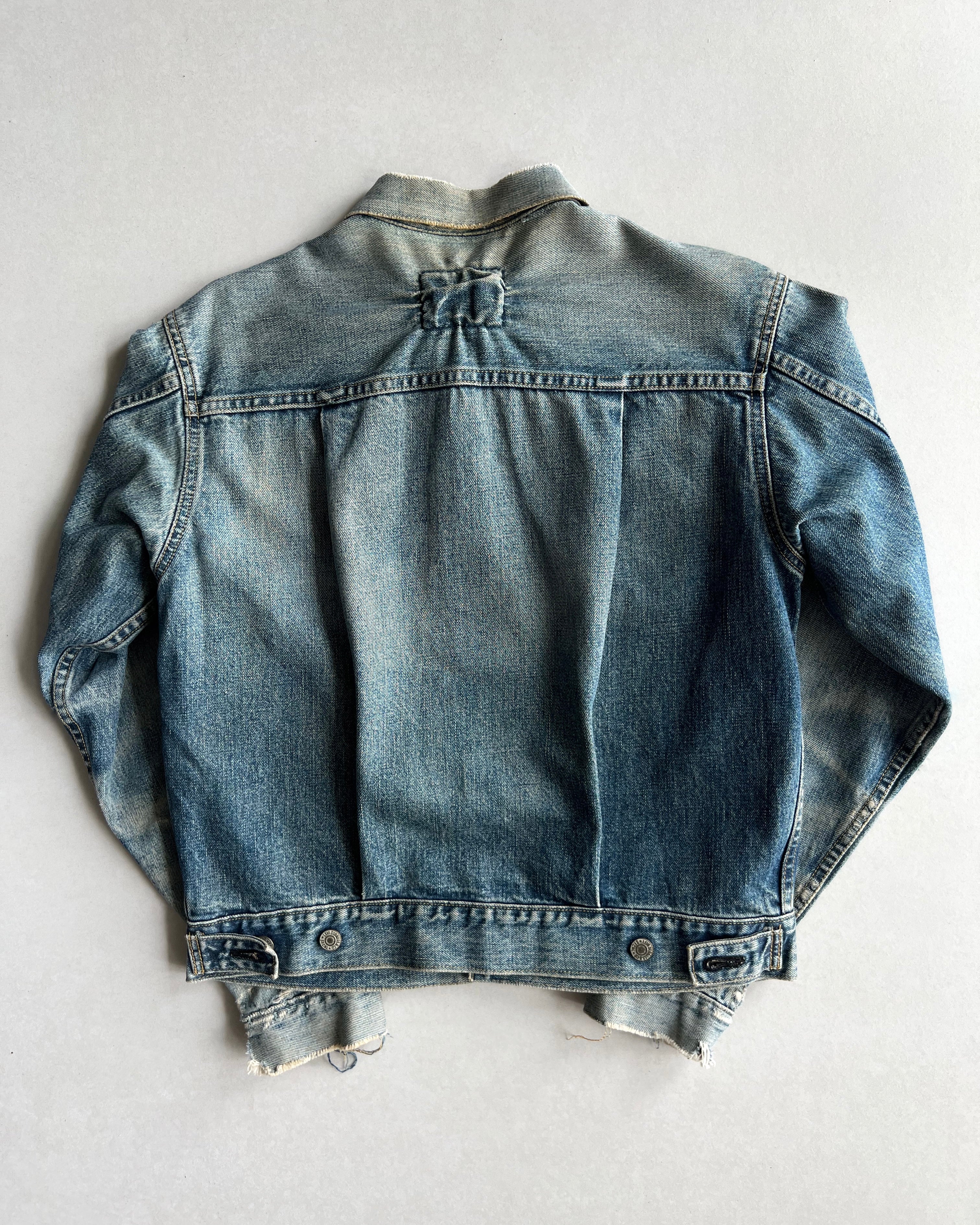 1990S FADED WASHED BIG E LEVI'S TYPE II SELVEDGE DENIM JACKET (S-L)