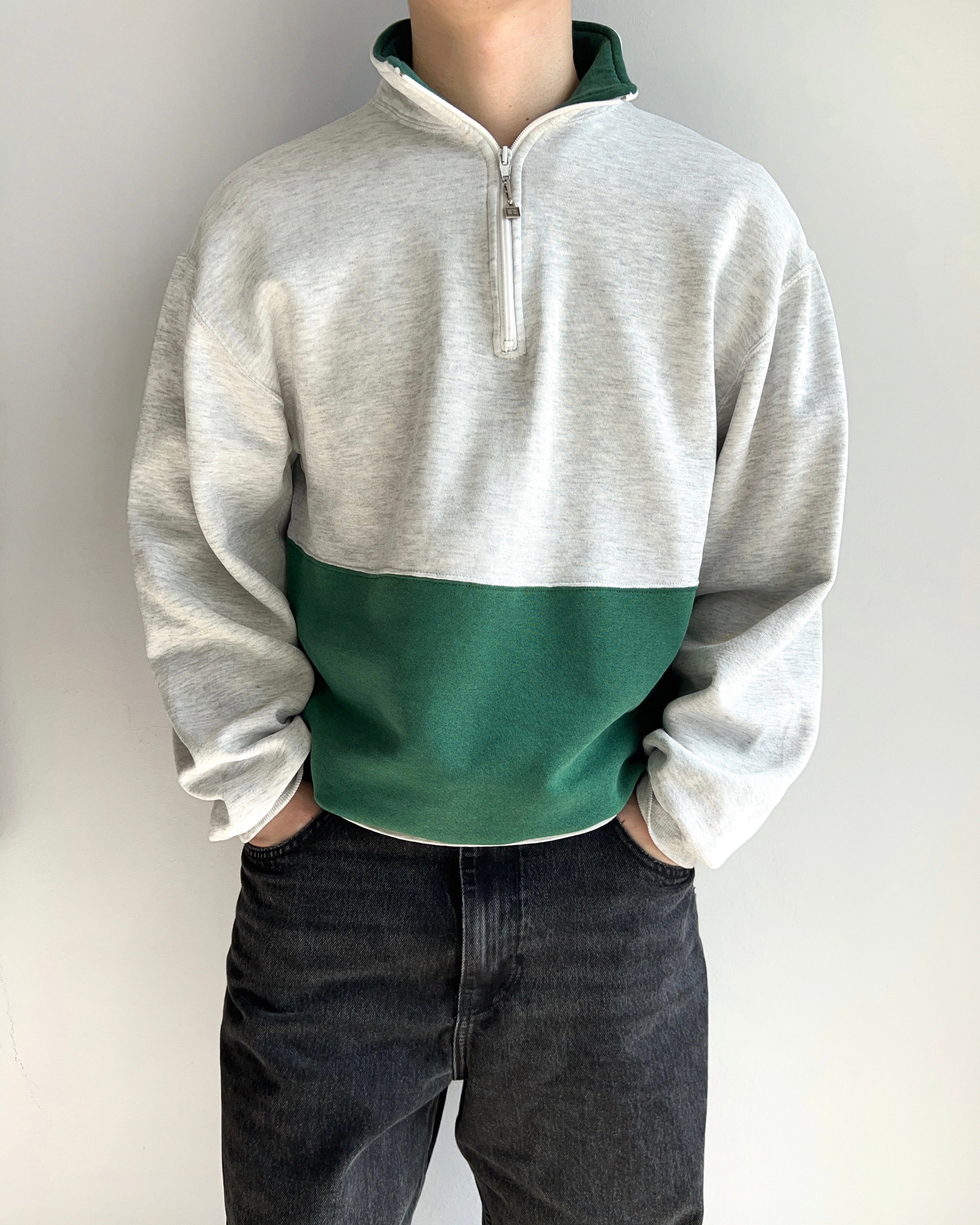 1990S RUSSELL TWO-TONE QUARTER ZIP SWEATSHIRT (L)