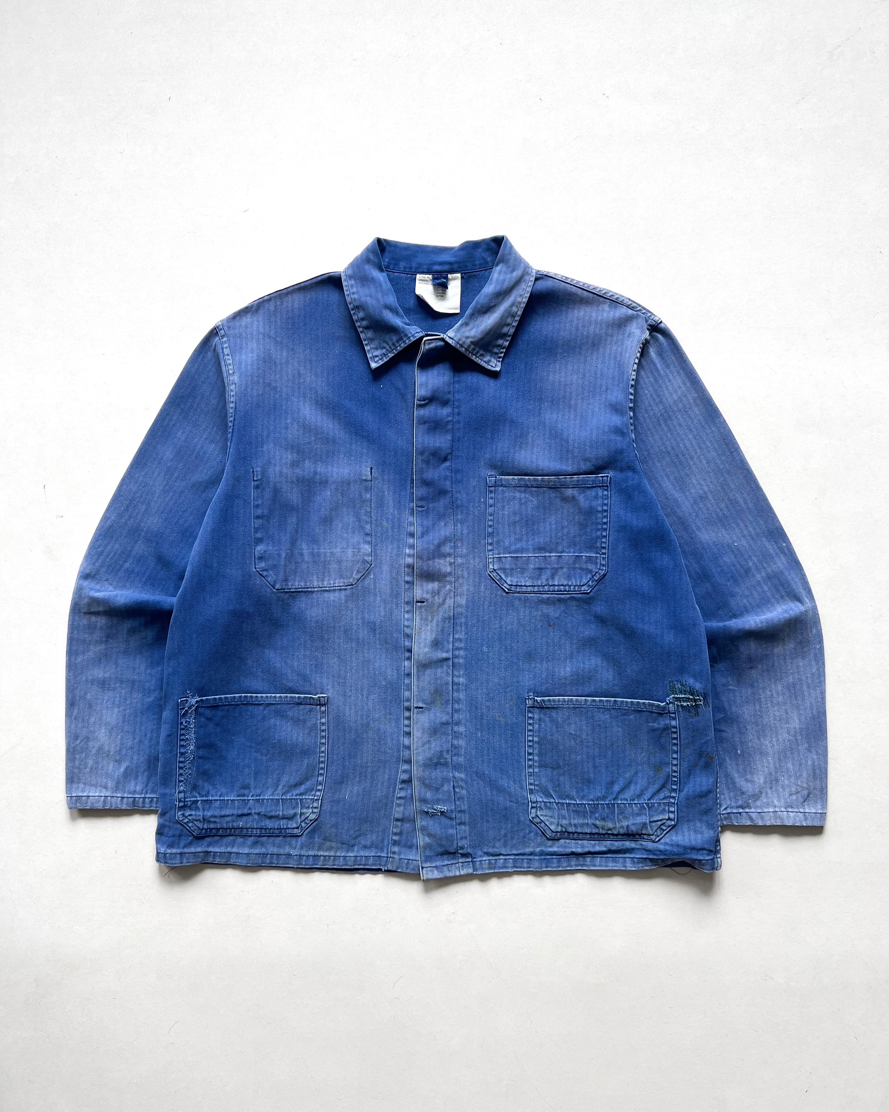 1970S SUN FADED GERMAN HBT WORK JACKET (L)
