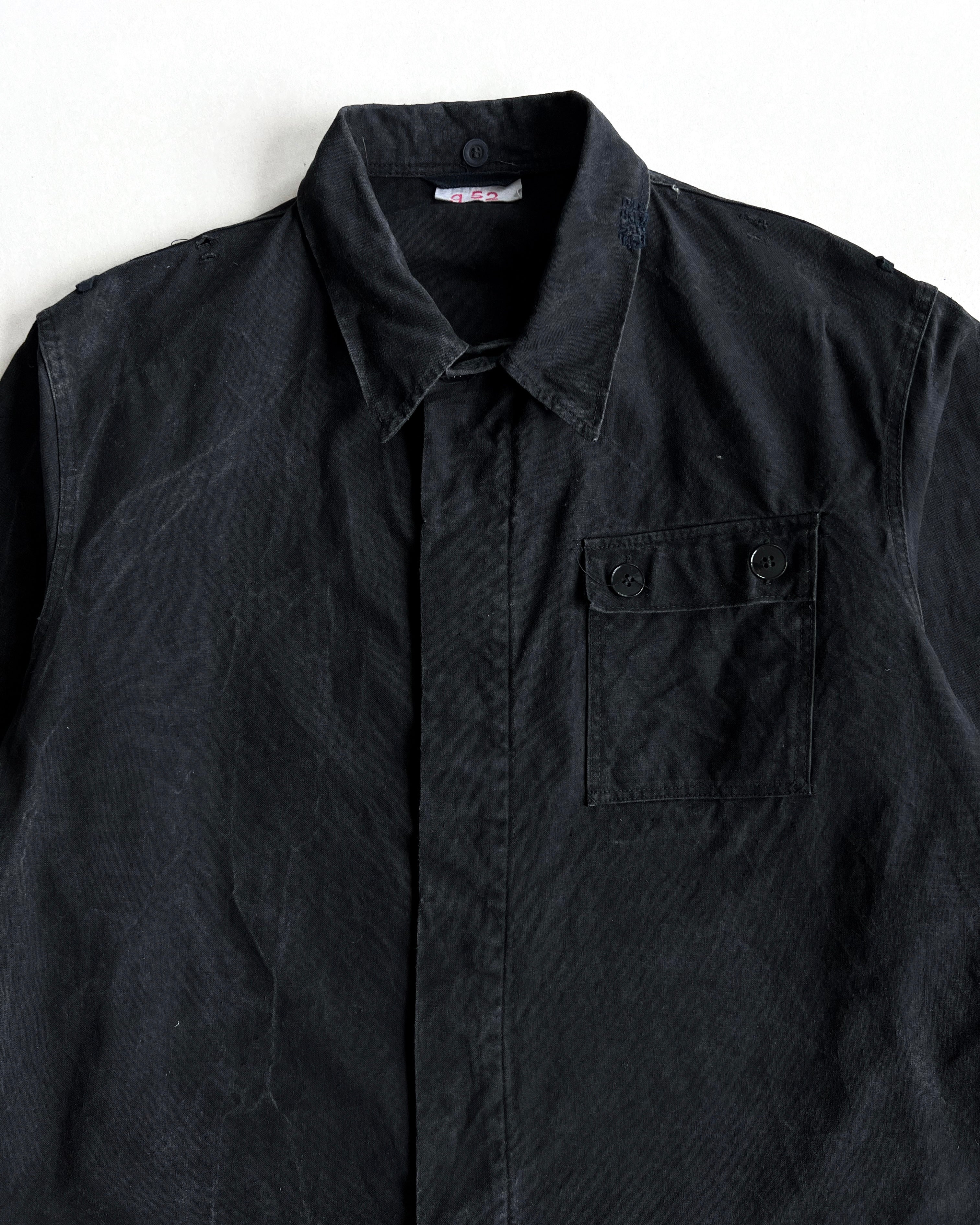 1960S FADED BLACK GERMAN ARMY SHIRT JACKET (L)