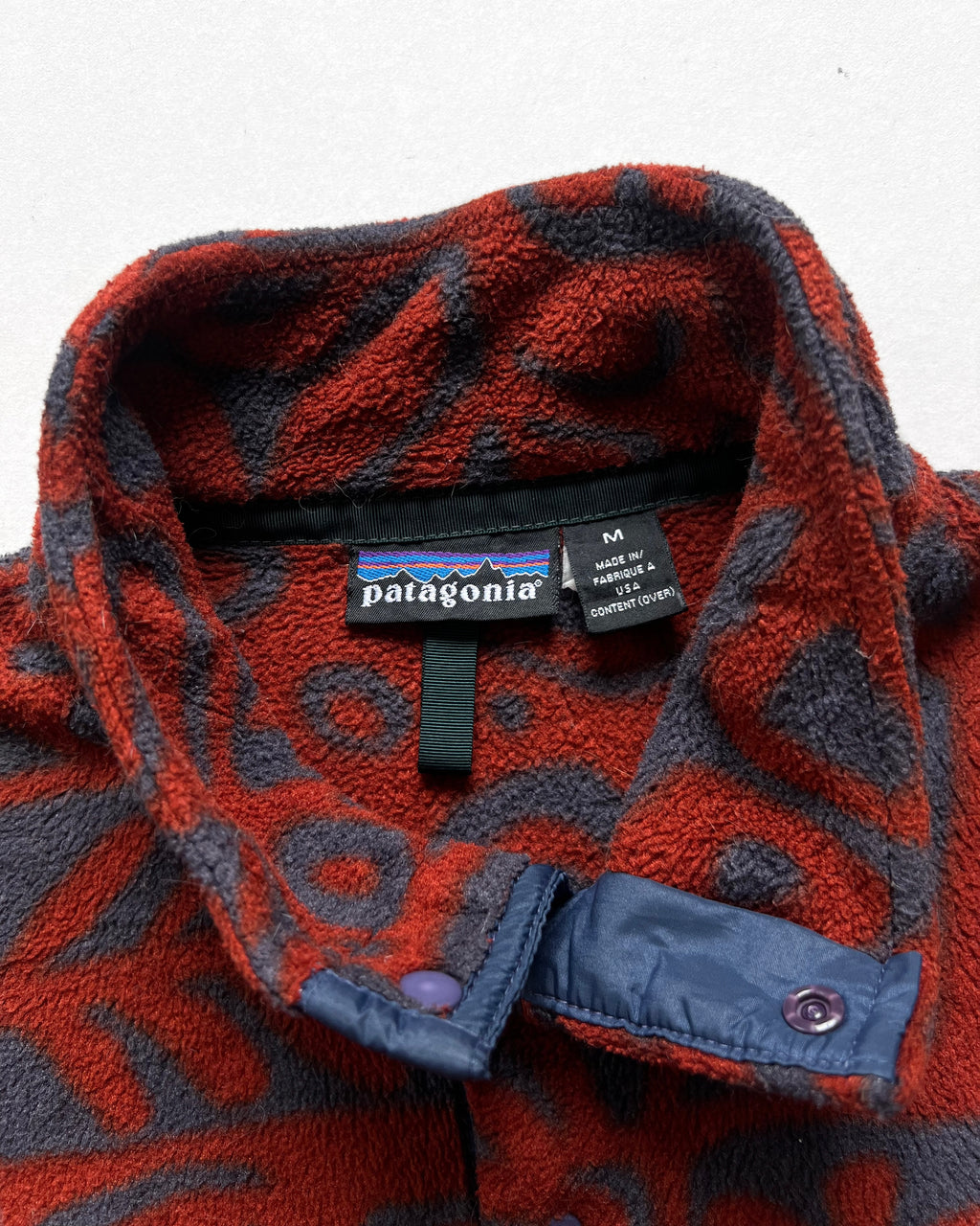 1990S PATAGONIA SYNCHILLA 'ISLAND BLOCK' SNAP-T FLEECE (M)