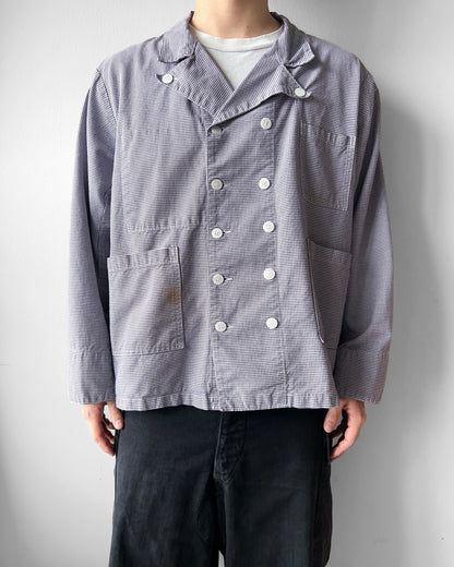 1960S FRENCH HOUNDSTOOTH DOUBLE BREASTED WORK JACKET (XL)