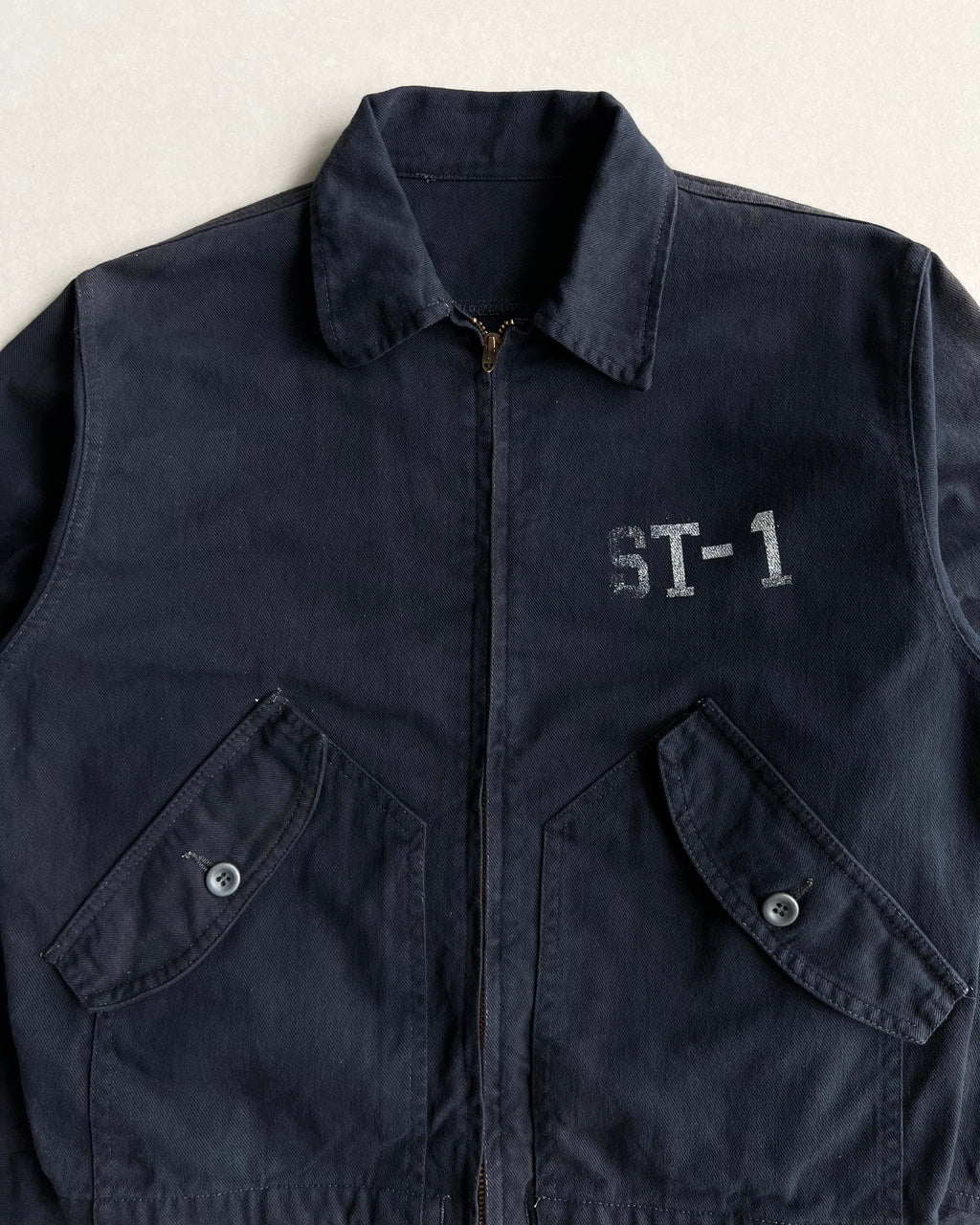 1970S FADED 'ST-1' STENCILED WORK JACKET (M/L)
