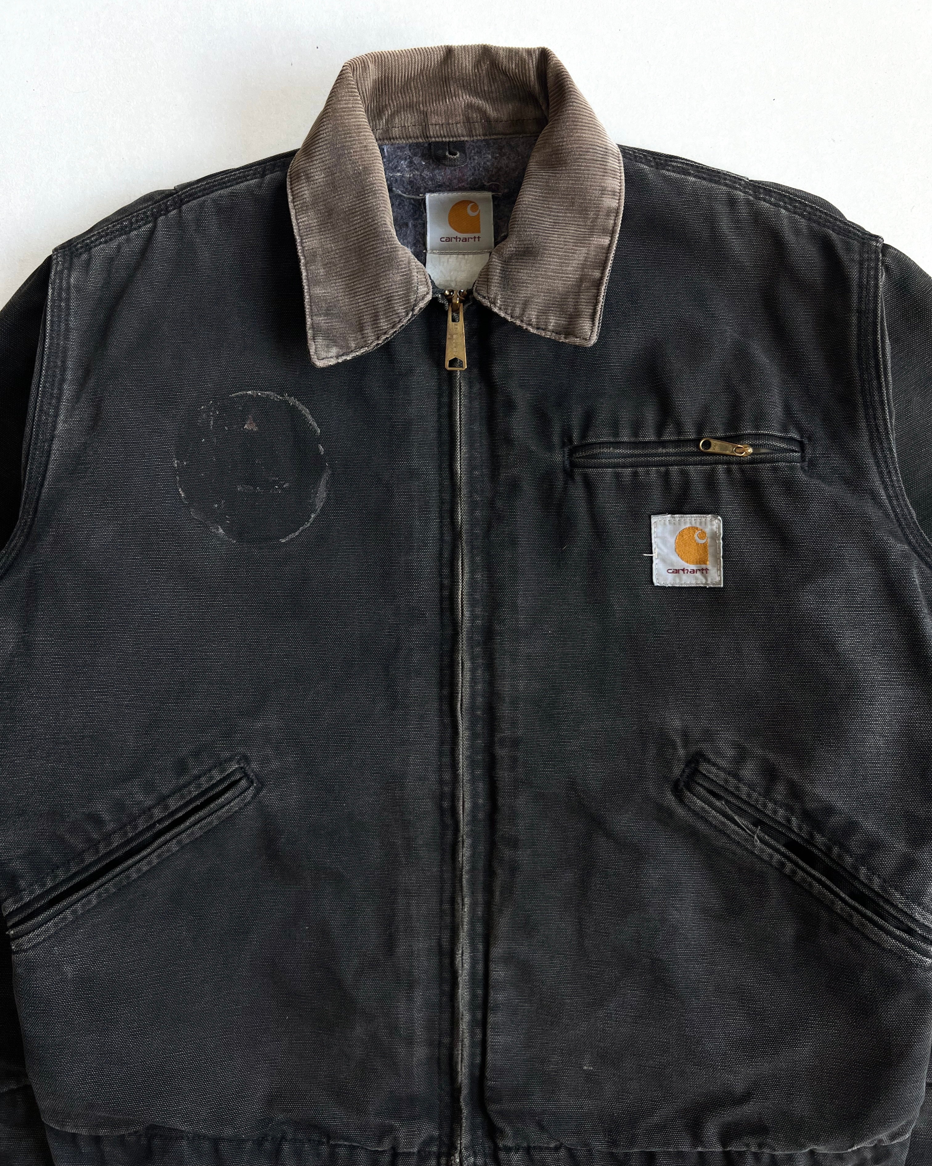 1990S FADED BLACK CARHARTT DETROIT JACKET (L)