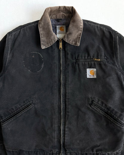 1990S FADED BLACK CARHARTT DETROIT JACKET (L)