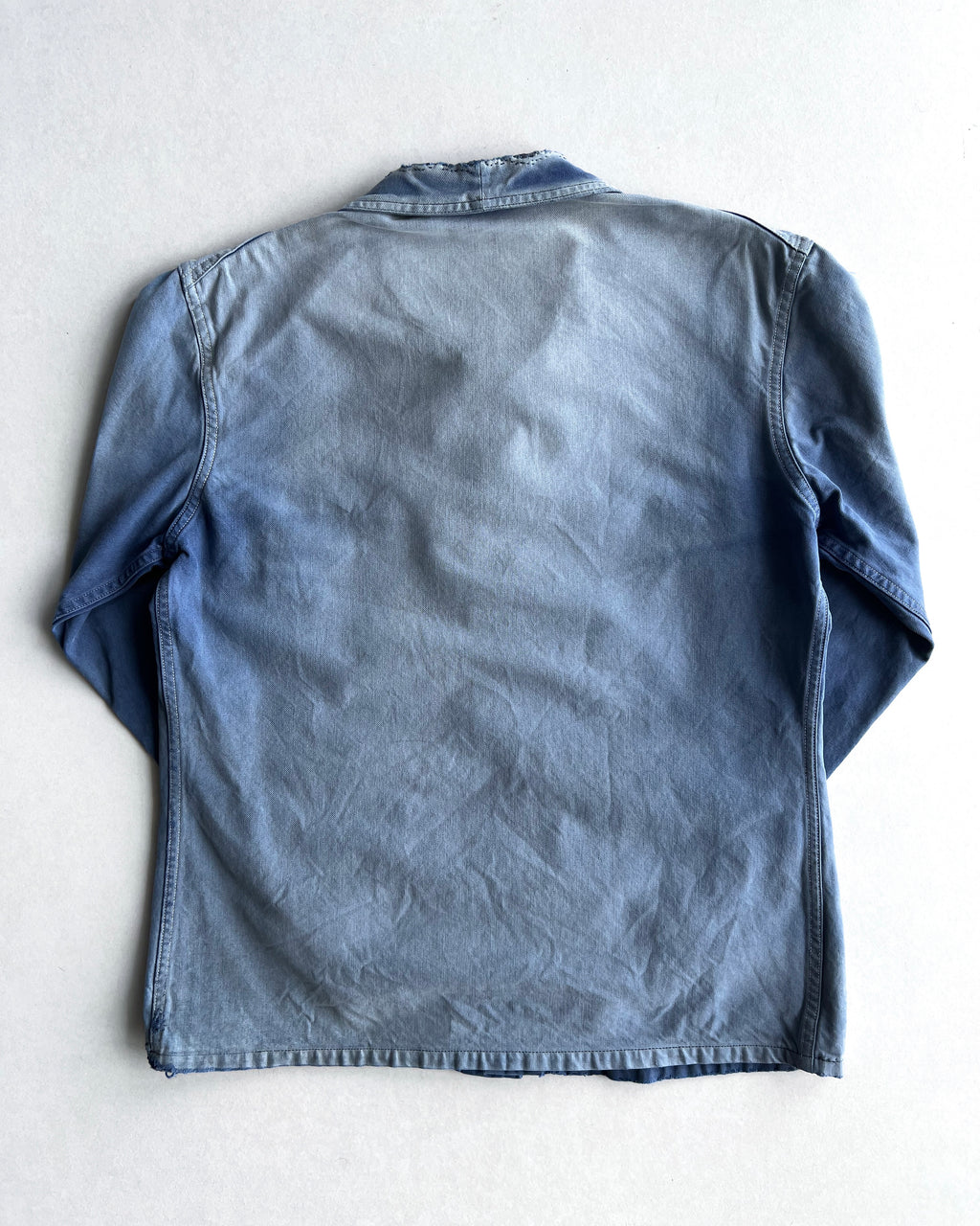 1950S FADED ROUND COLLAR FRENCH WORK CHORE JACKET (M)