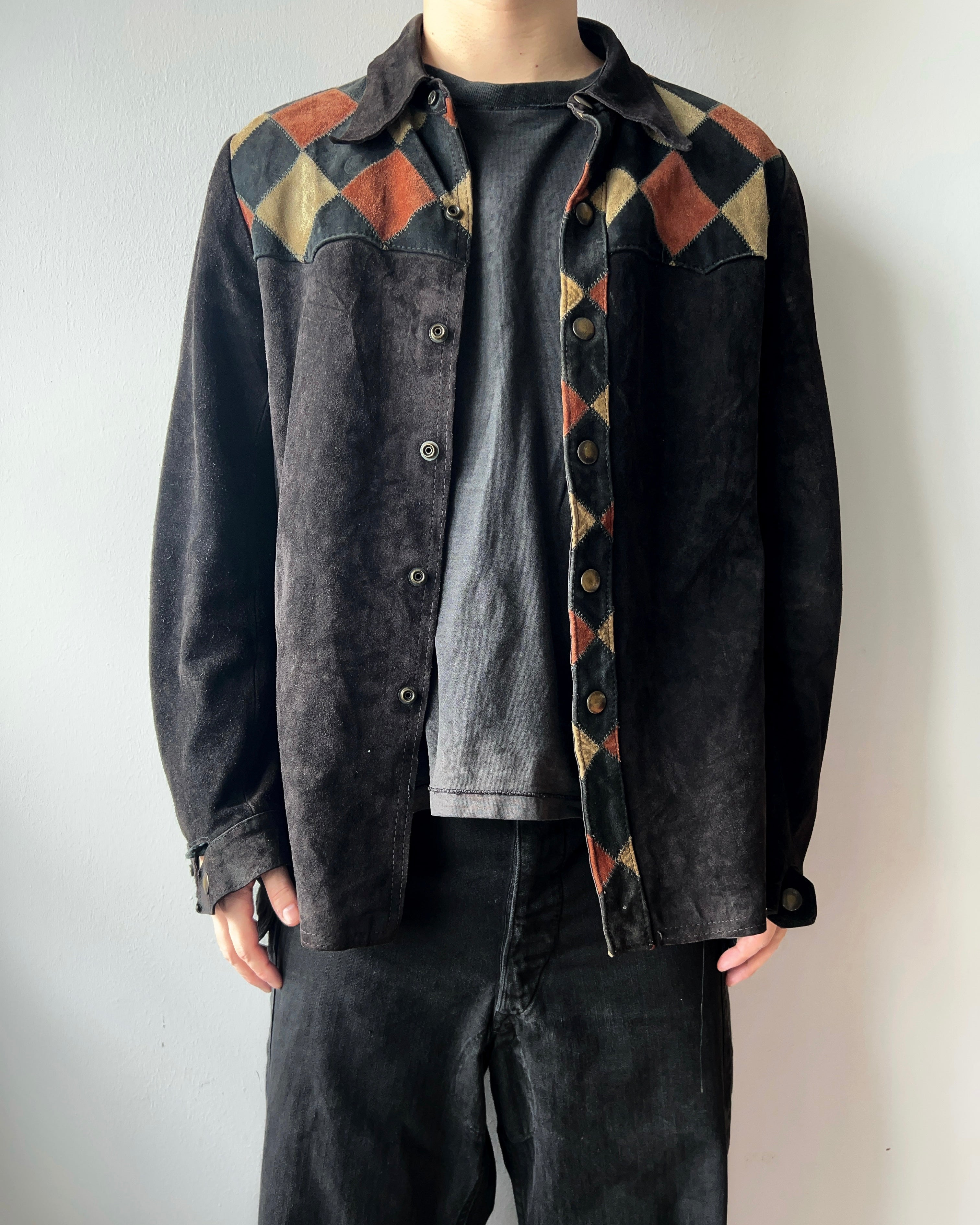 1950S HERMAN PHILLIPS SUEDE PATCH BUTTON-UP (M)