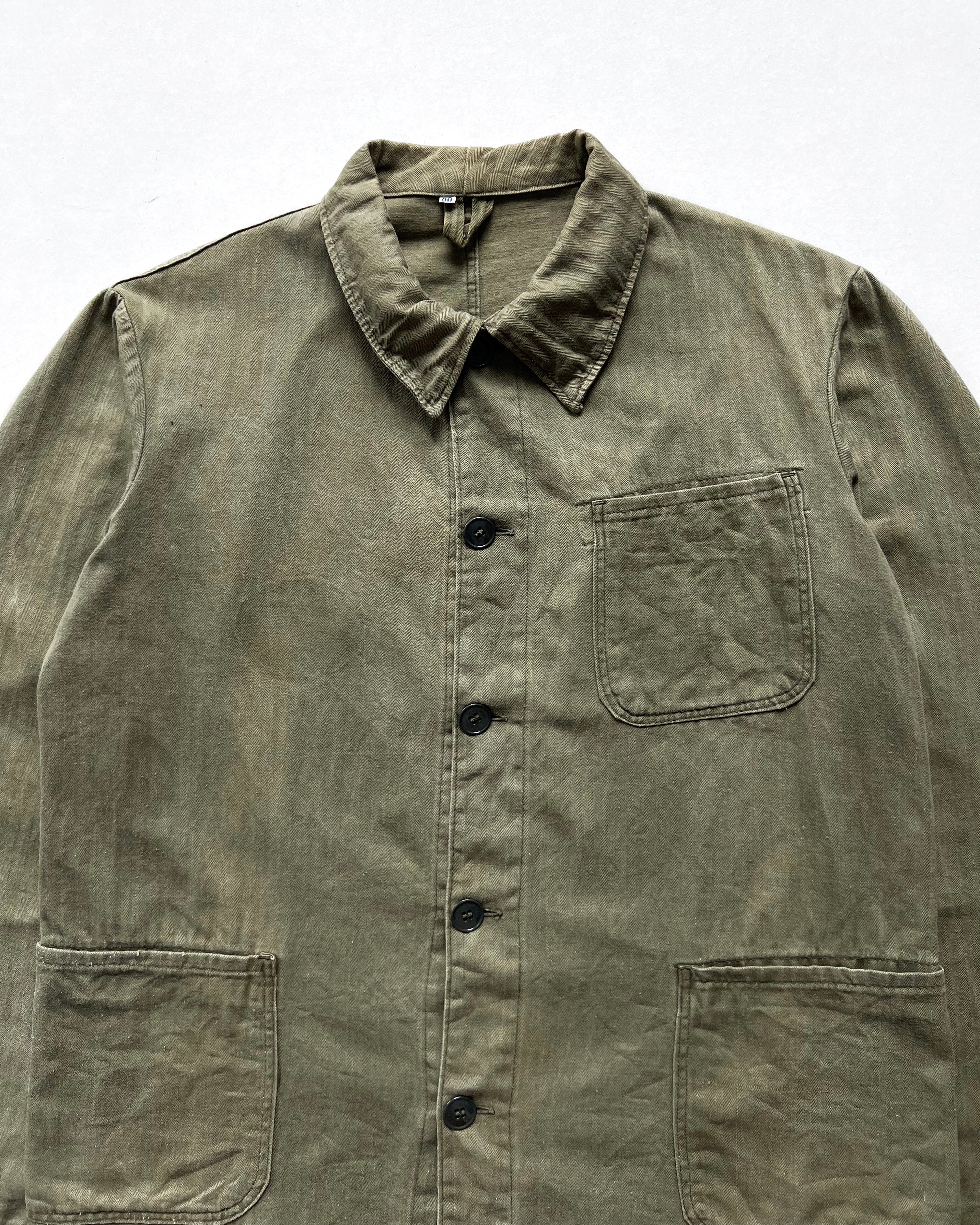 1960S OLIVE EUROPE ARMY HBT WORK JACKET (M)