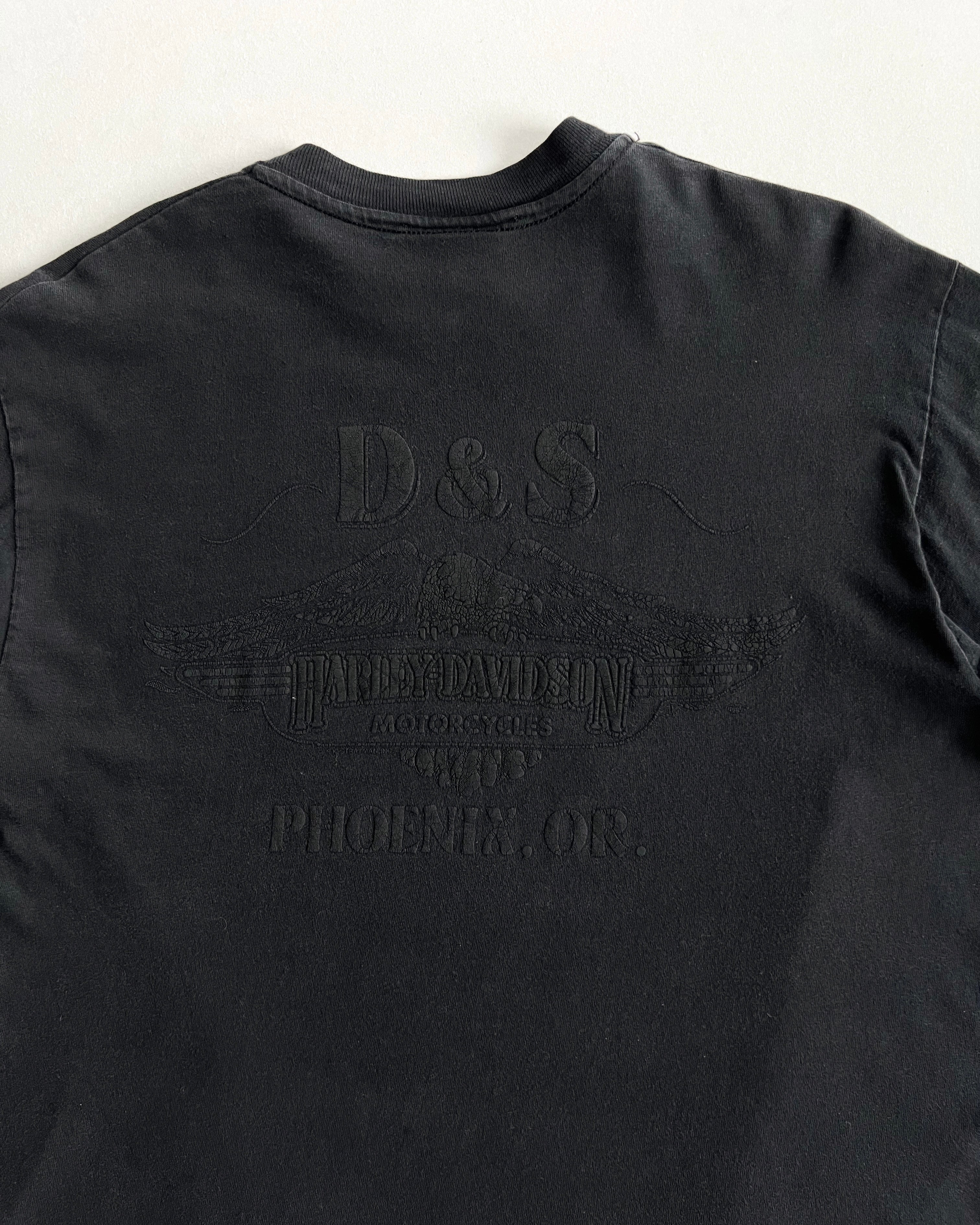 1990S HARLEY BLACKOUT LONGSLEEVES SINGLE STITCH TEE (M)
