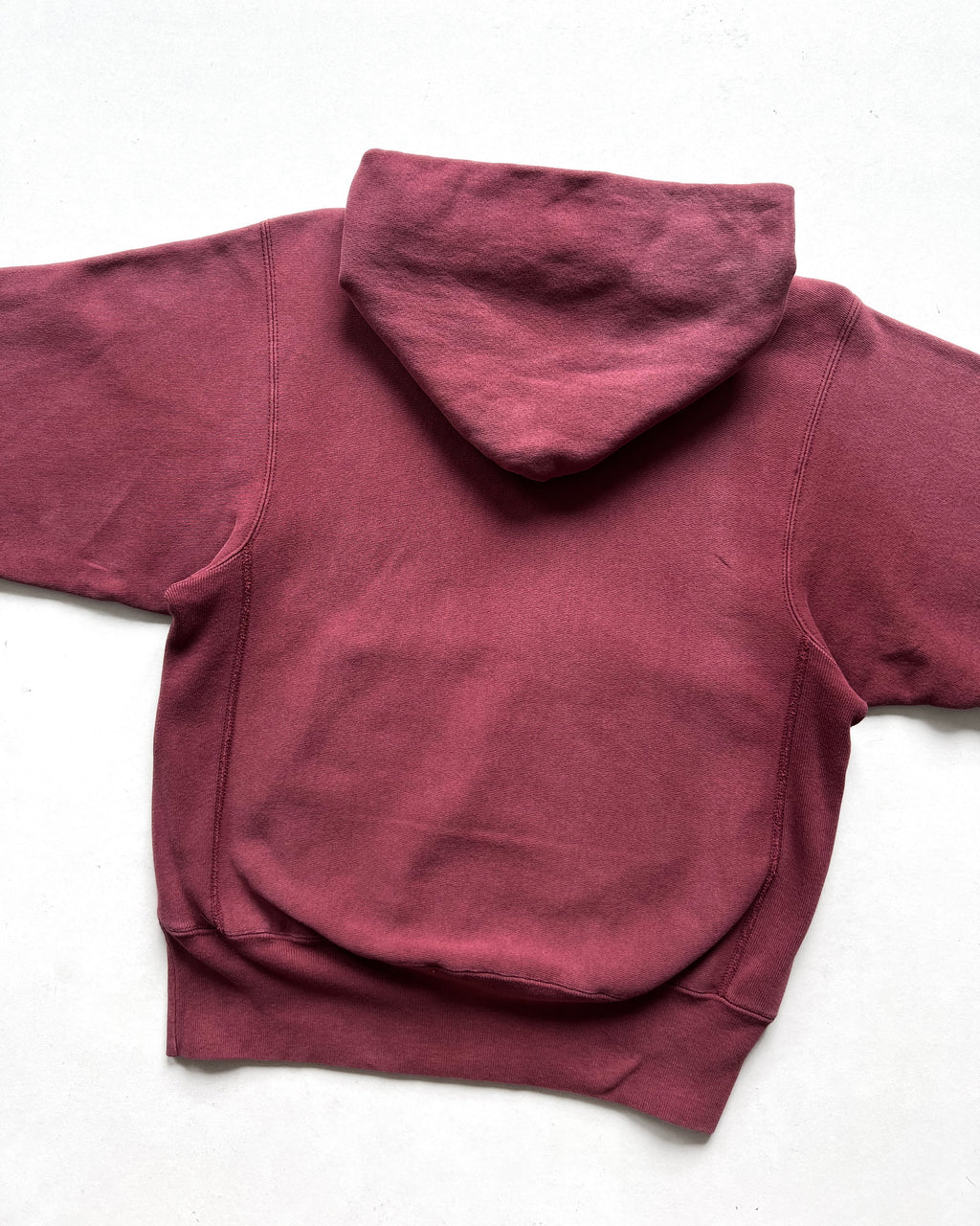 1990S MAROON CHAMPION LOGO REVERSE WEAVE HOODIE (M)