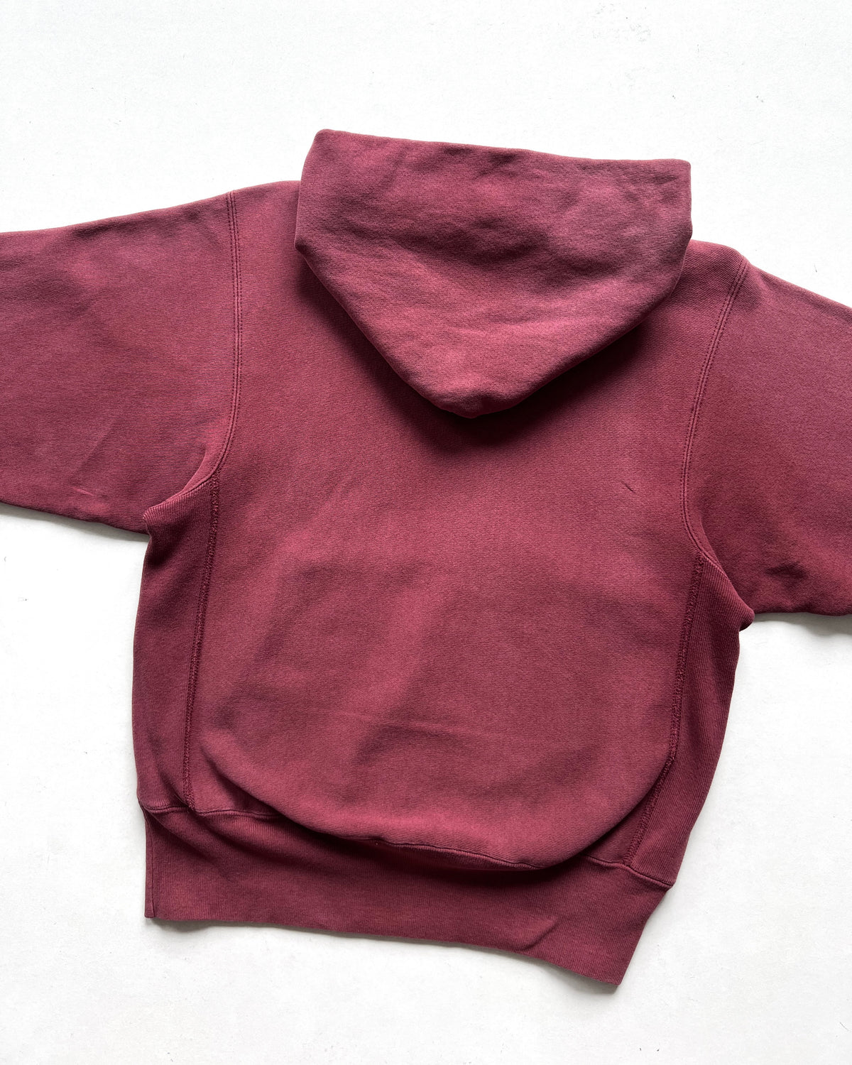 1990S MAROON CHAMPION LOGO REVERSE WEAVE HOODIE (M)