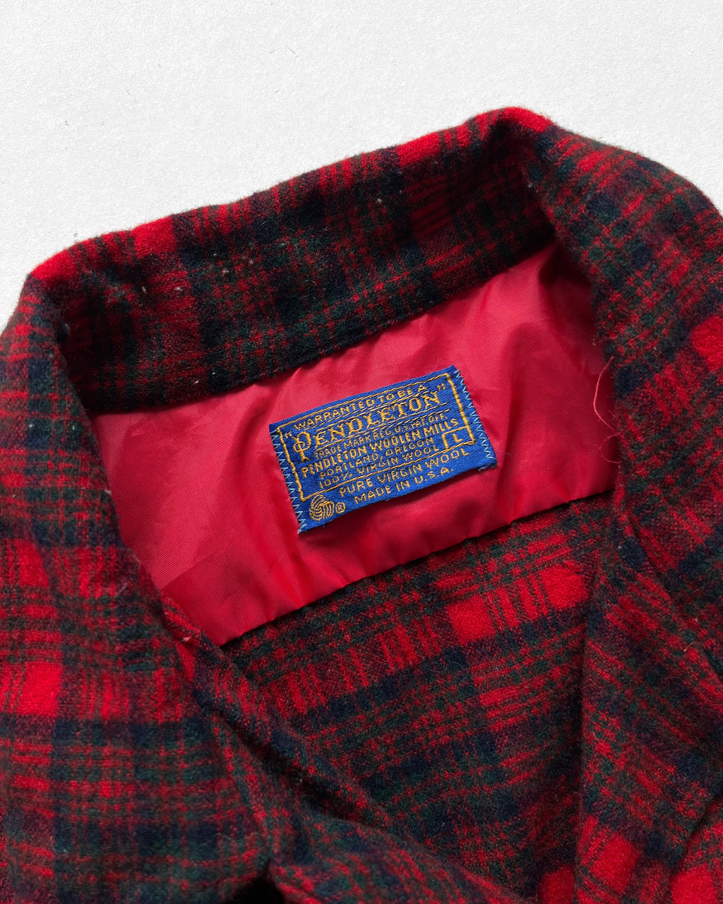1970S PENDLETON LOOP COLLAR WOOL PLAID SHIRT (L)