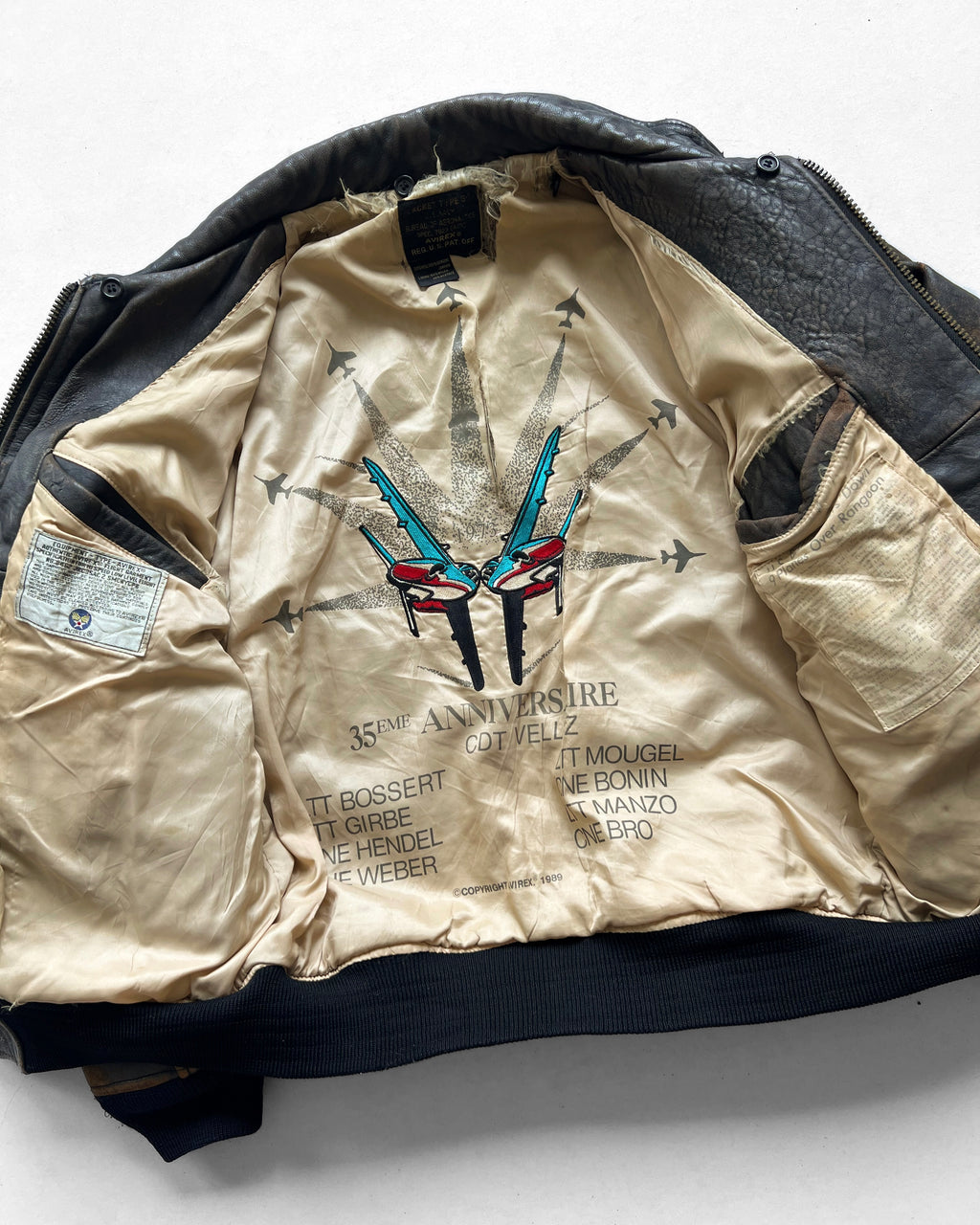 1980S AVIREX 'PATROUILLE DE FRANCE' TYPE G-1 FLIGHT LEATHER JACKET (L)