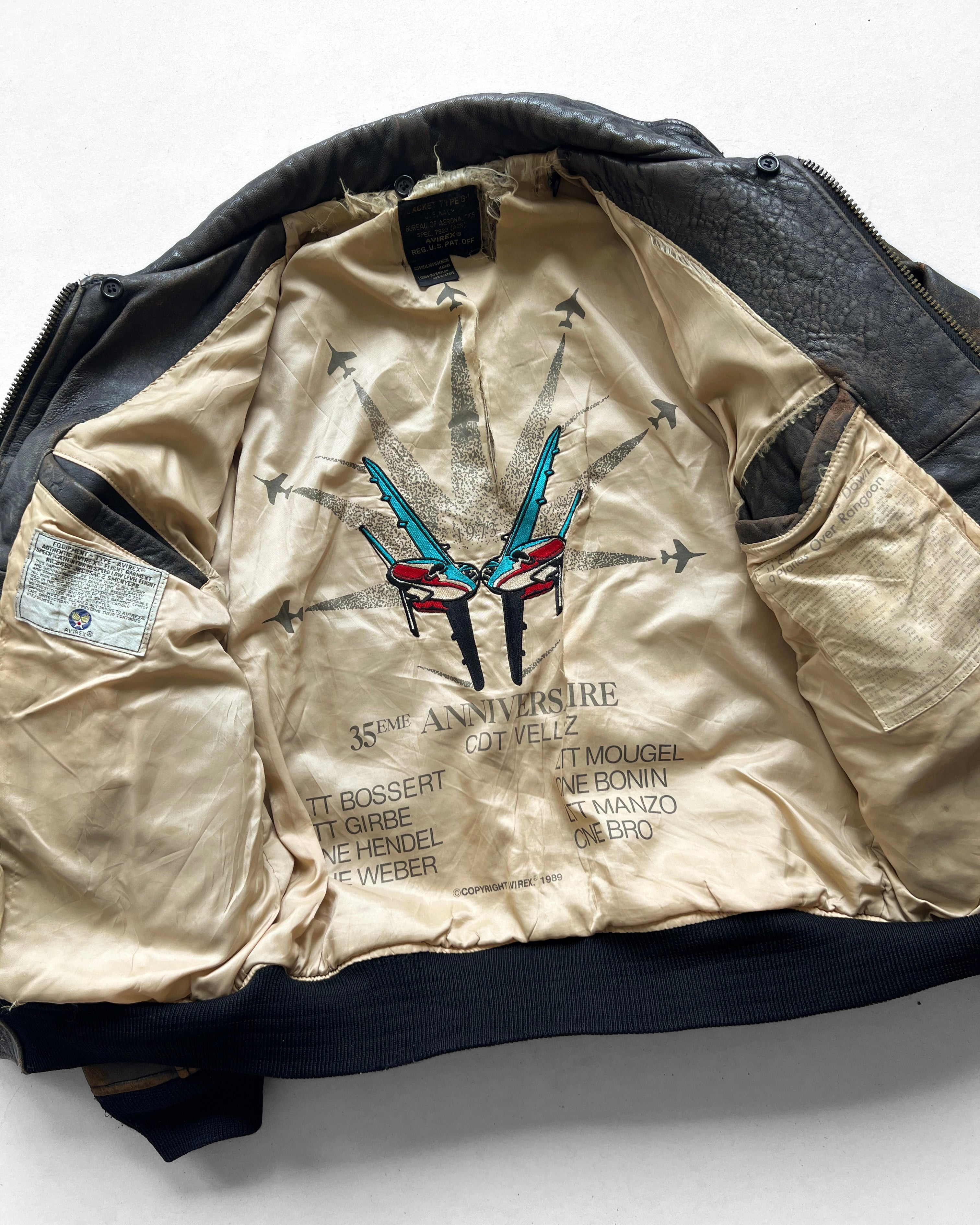 1980S AVIREX 'PATROUILLE DE FRANCE' TYPE G-1 FLIGHT LEATHER JACKET (L)