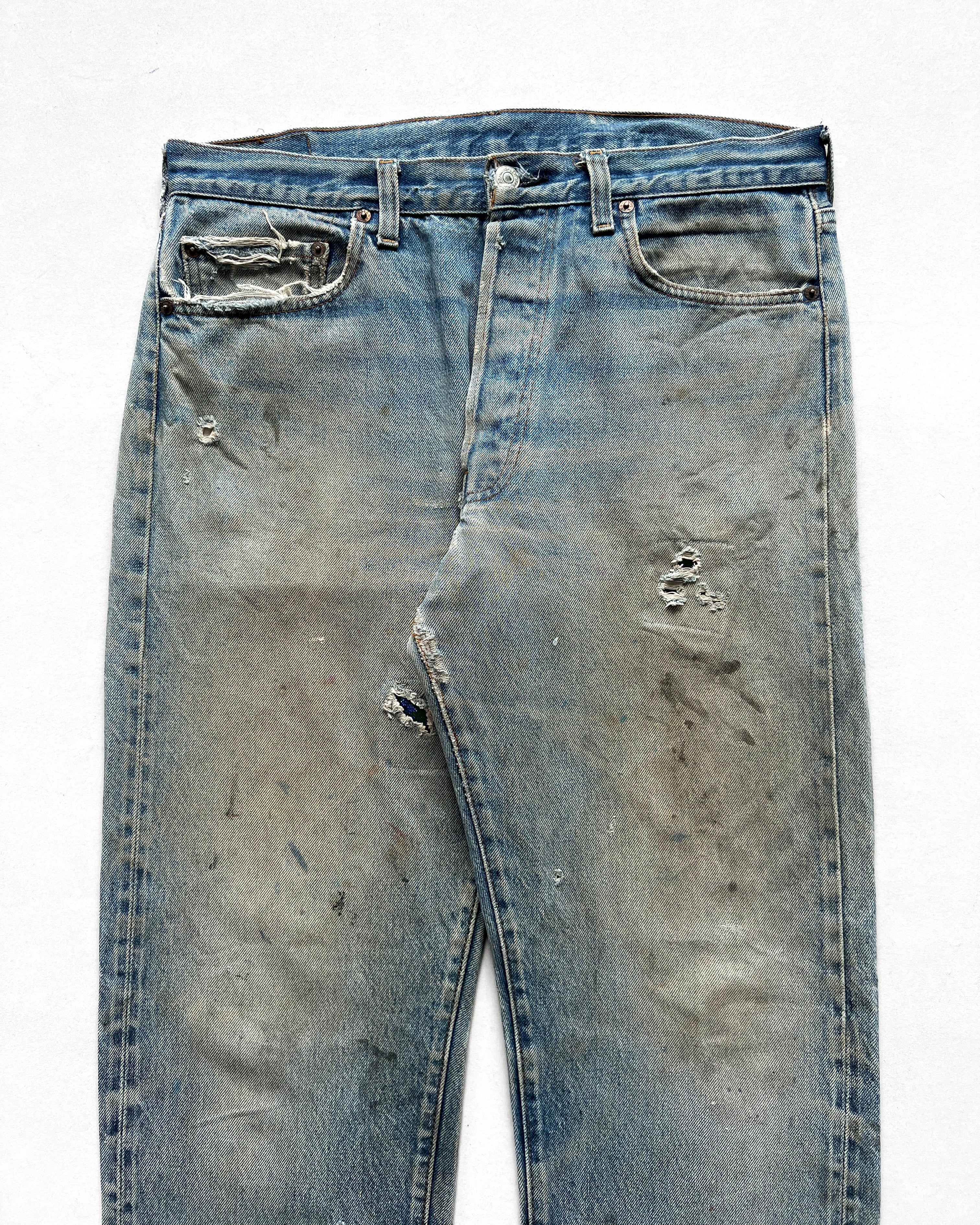 1980S FADED LEVI'S 501 REDLINE SELVEDGE JEANS (34)