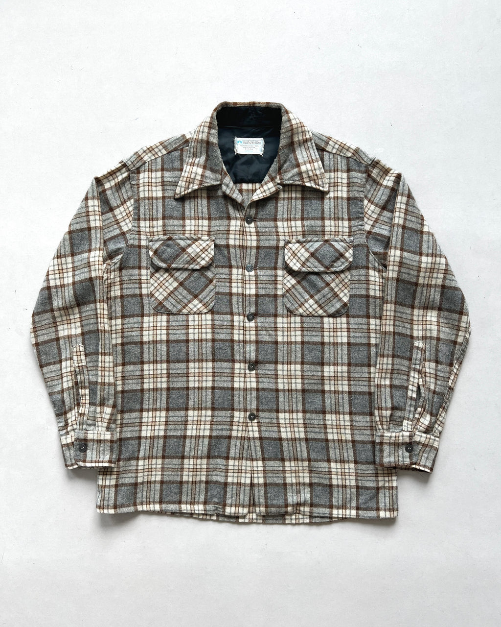 1970S JC PENNEY LOOP COLLAR WOOL PLAID SHIRT (M)