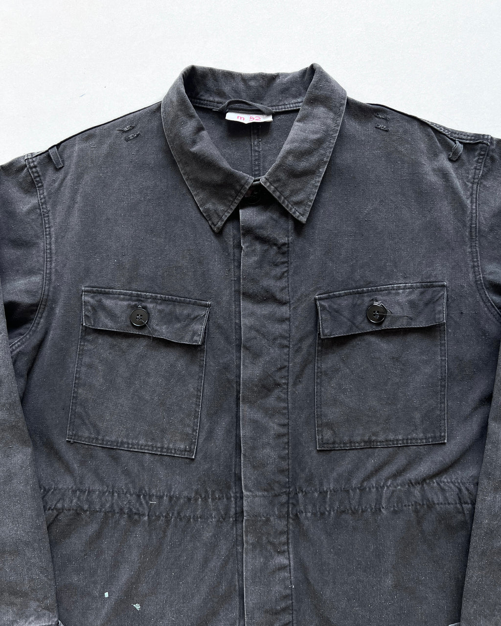 1960S FADED BLACK GERMAN CUSTOM MILITARY JACKET (L)
