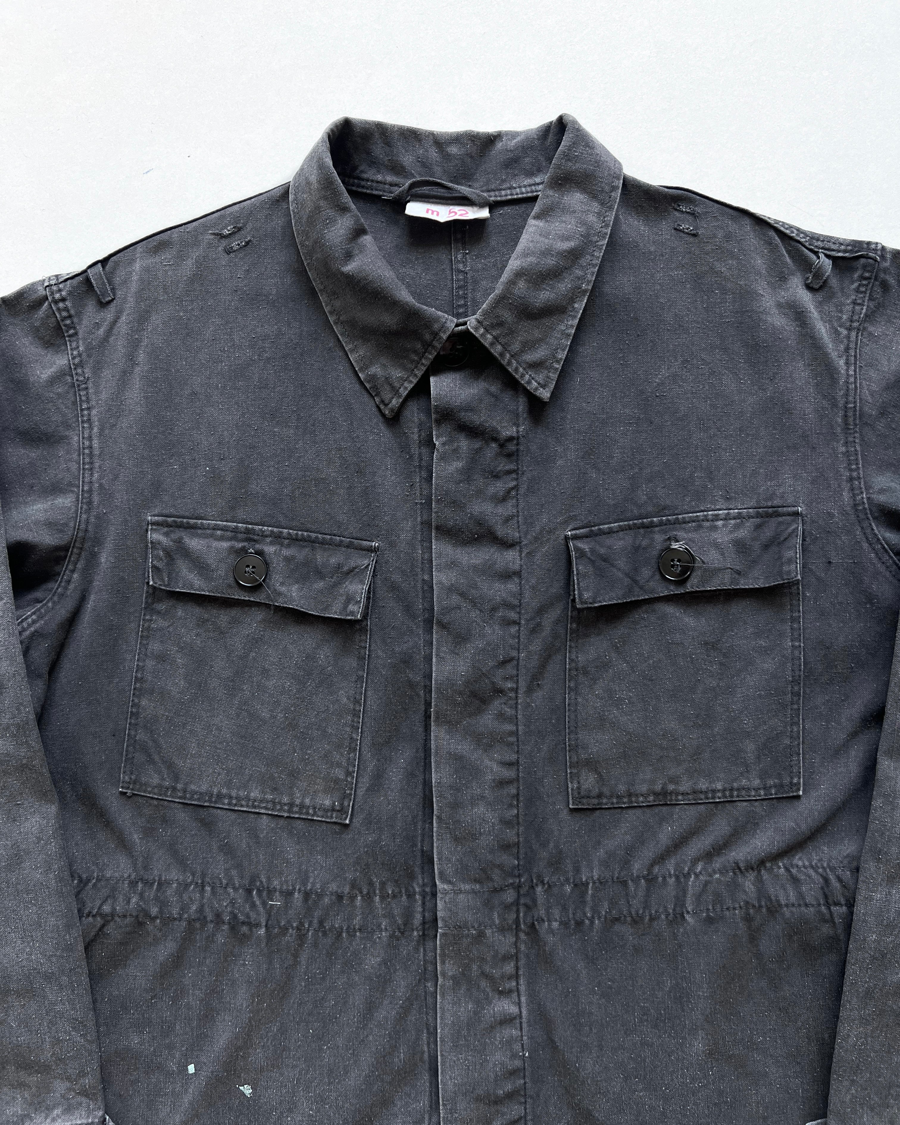 1960S FADED BLACK GERMAN CUSTOM MILITARY JACKET (L)