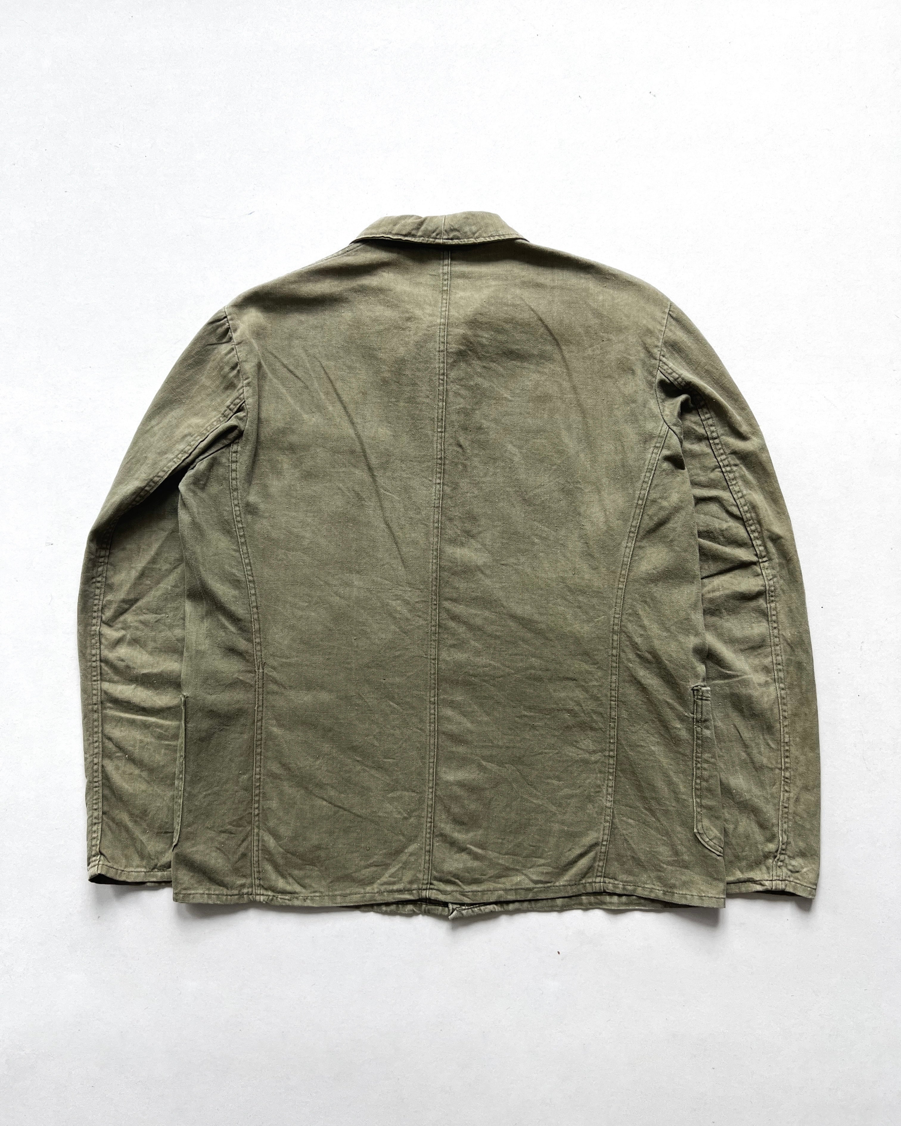 1960S OLIVE EUROPE ARMY HBT WORK JACKET (M)