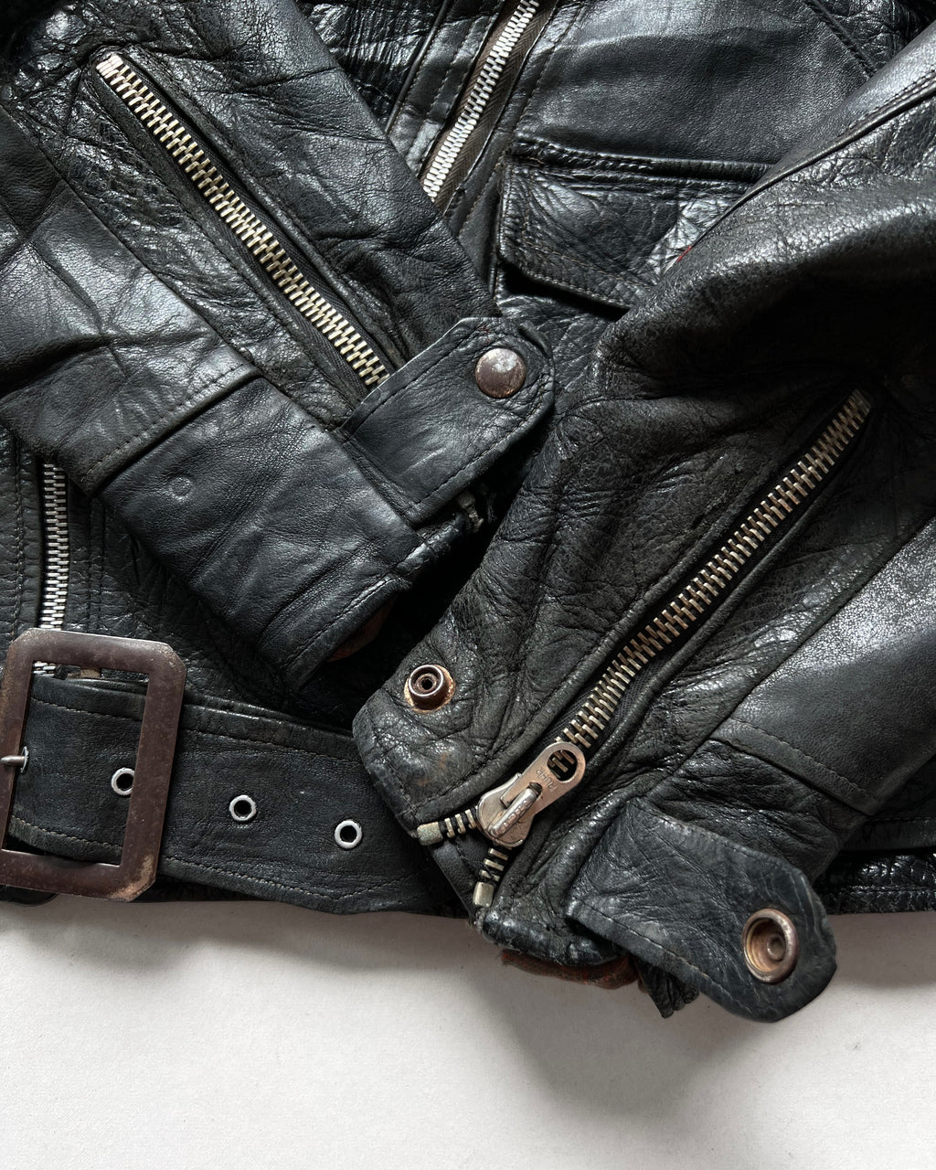 1950S 'D' POCKET MOTORCYCLE LEATEHR JACKET (L)