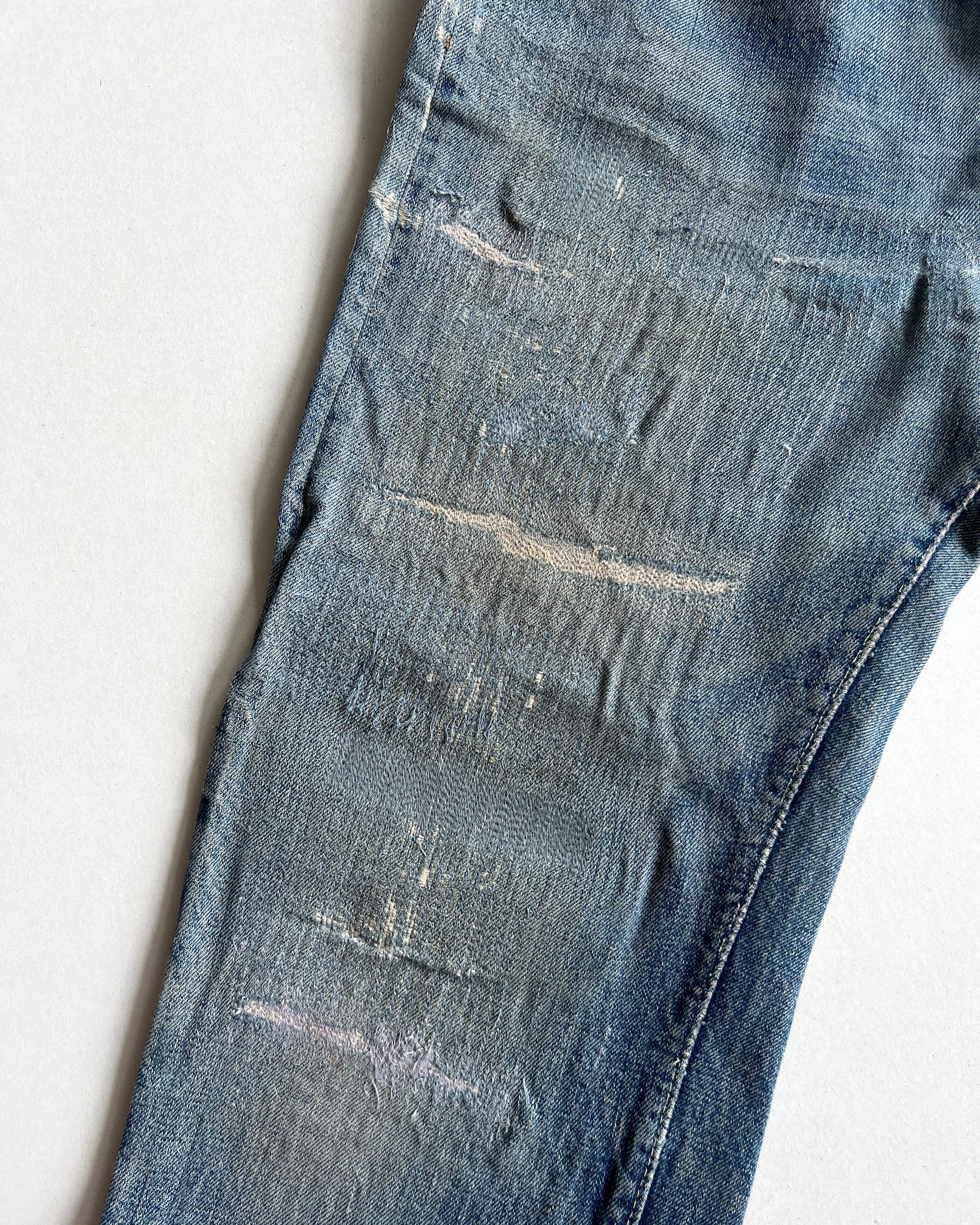 1960S FADED BIG E LEVI'S 501 REPAIRED JEANS (32)