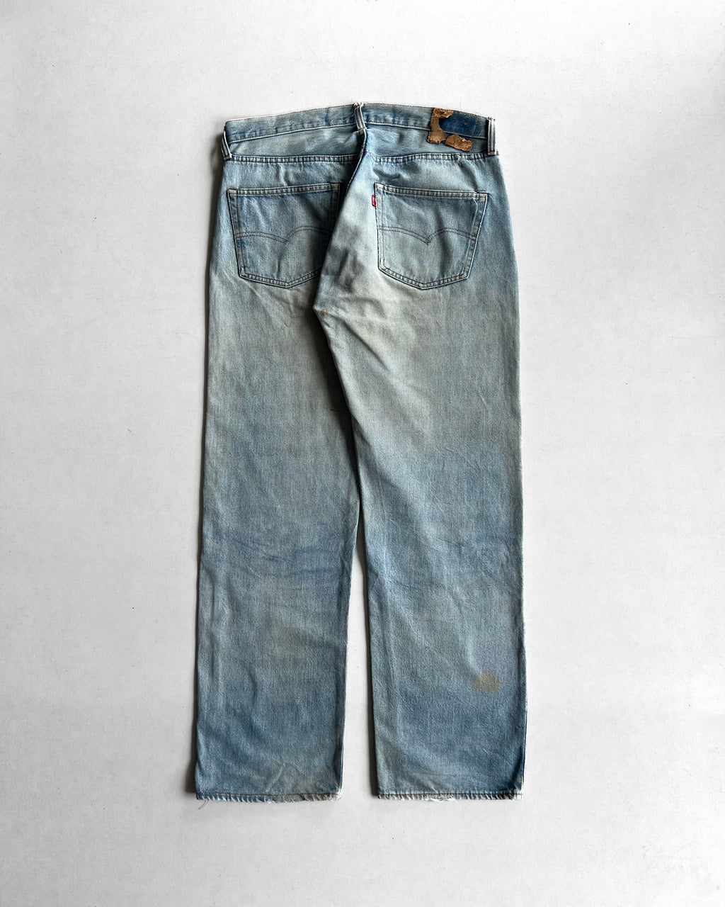 1970S FADED LEVI'S 501 REDLINE SELVEDGE REPAIRED JEANS (34)
