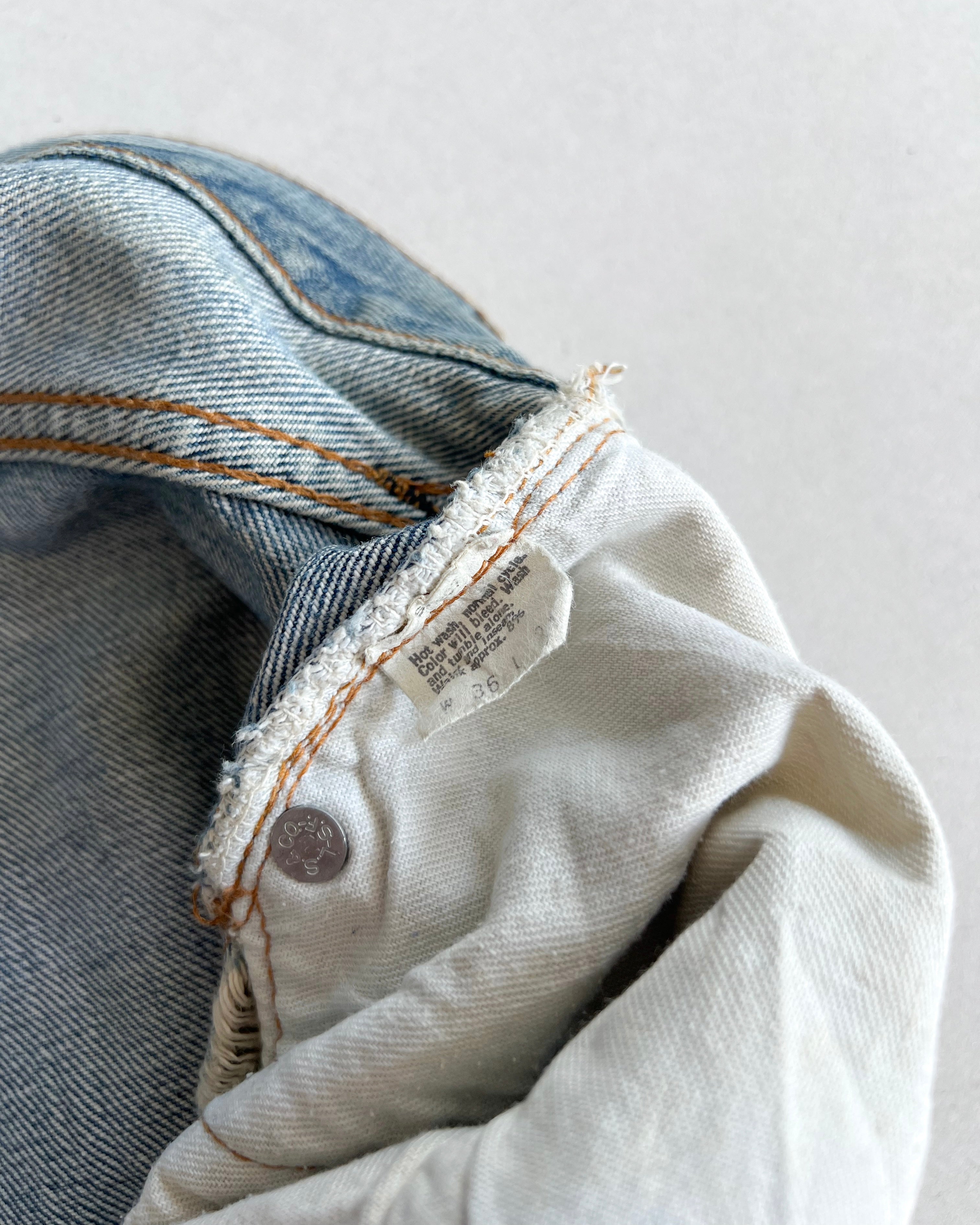 1970S LEVI'S 501 REDLINE SELVEDGE DISTRESSED JEANS (34)