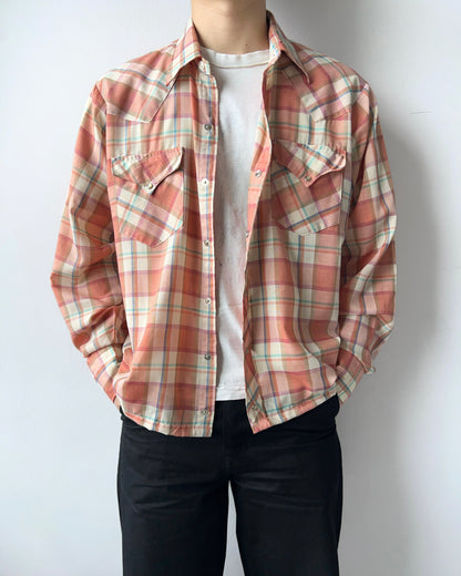 1970S WESTERN PLAID FLANNEL (L/XL)