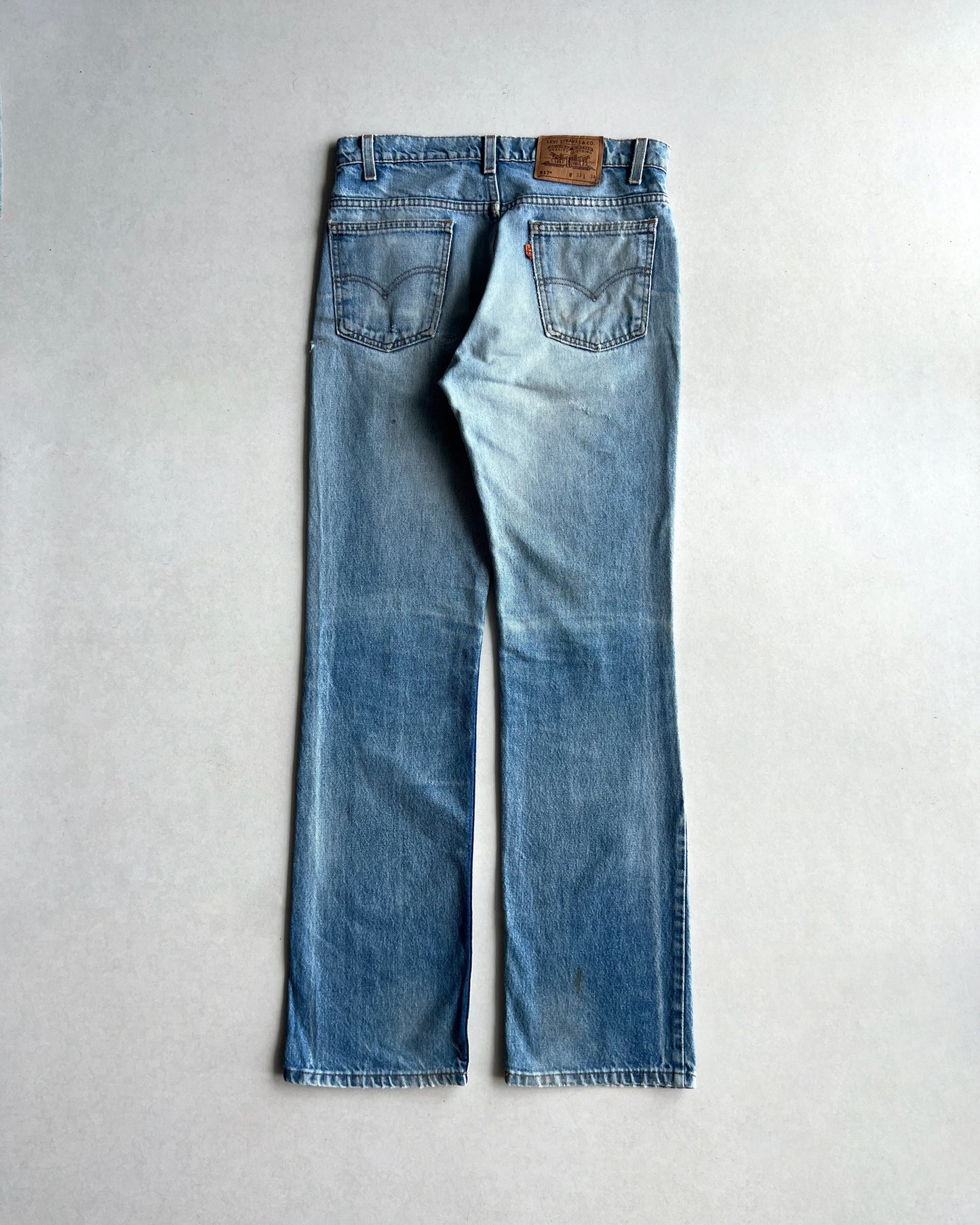 1990S FADED WASHED LEVI'S 517 FLARE JEANS (33X34)