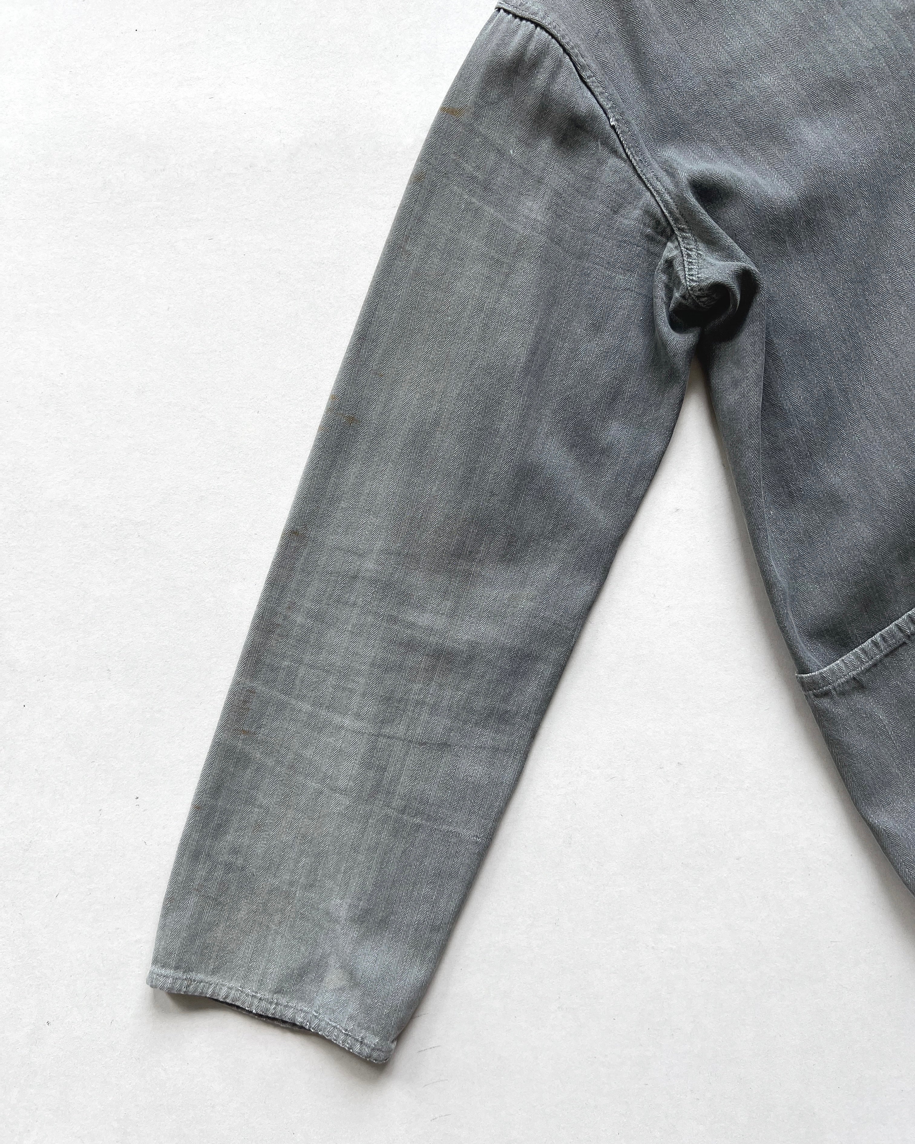 1940S FRENCH HBT V POCKET WORK JACKET (M)