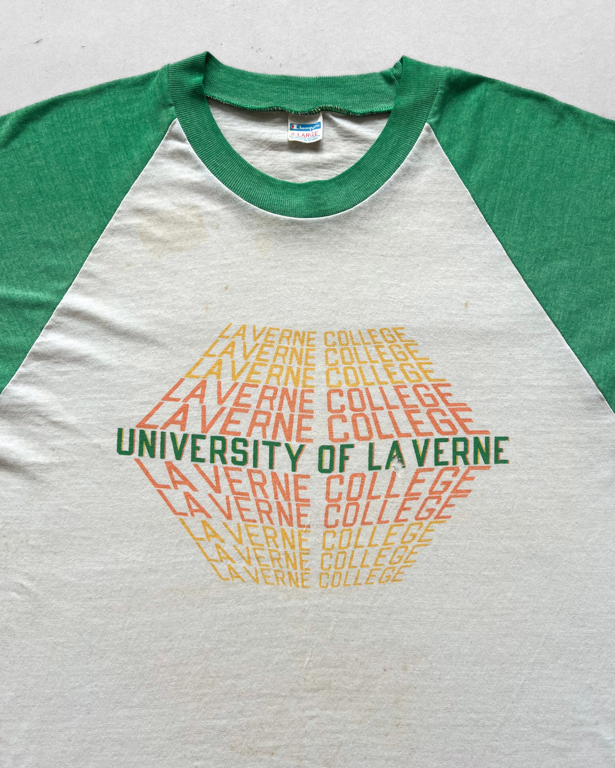 1970S CHAMPION 'UNIVERSITY OF LAVERNE' RAGLAN TEE (XL)