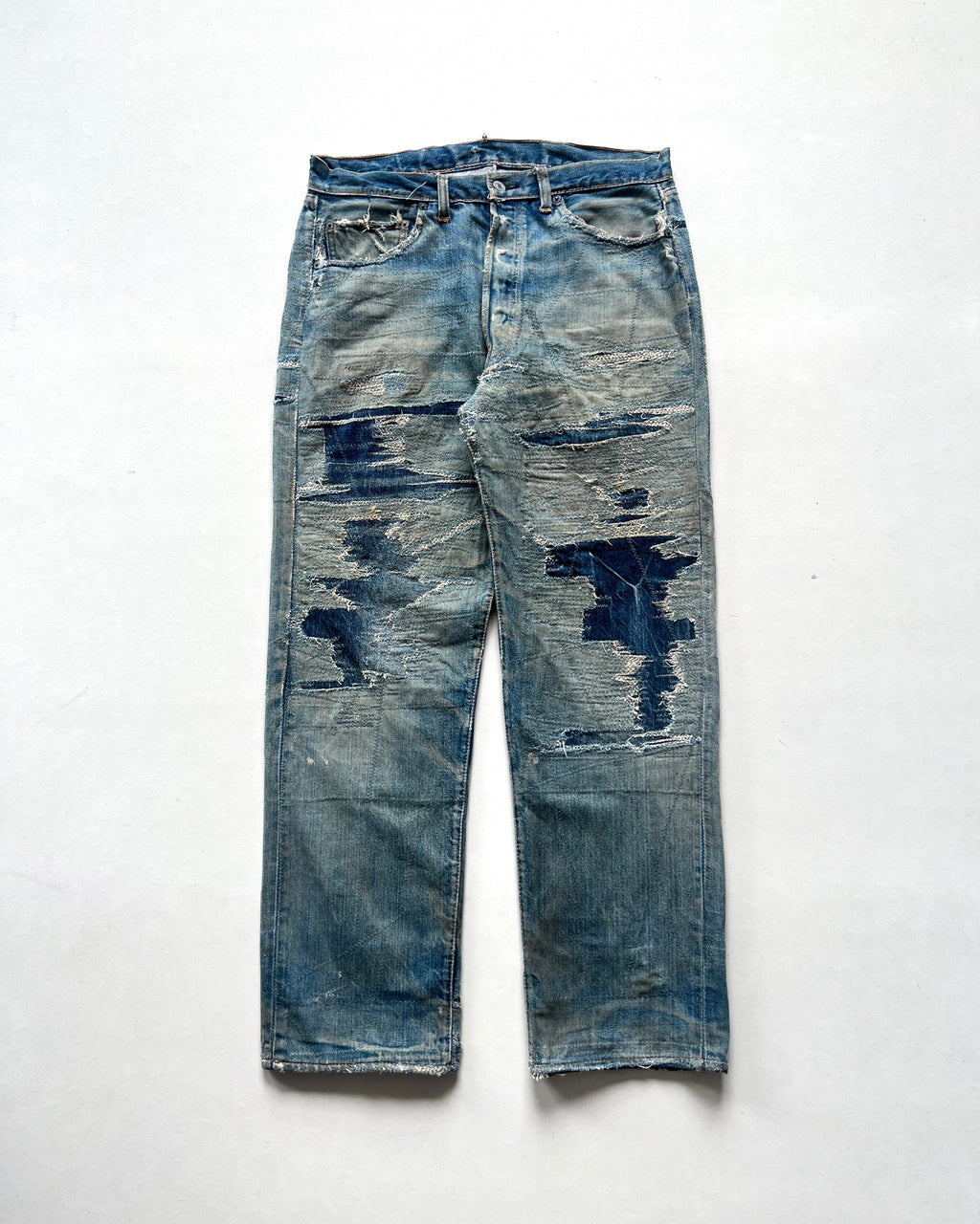 1970S LEVI'S 501 BIG E REPAIRED SELVEDGE JEANS (35)