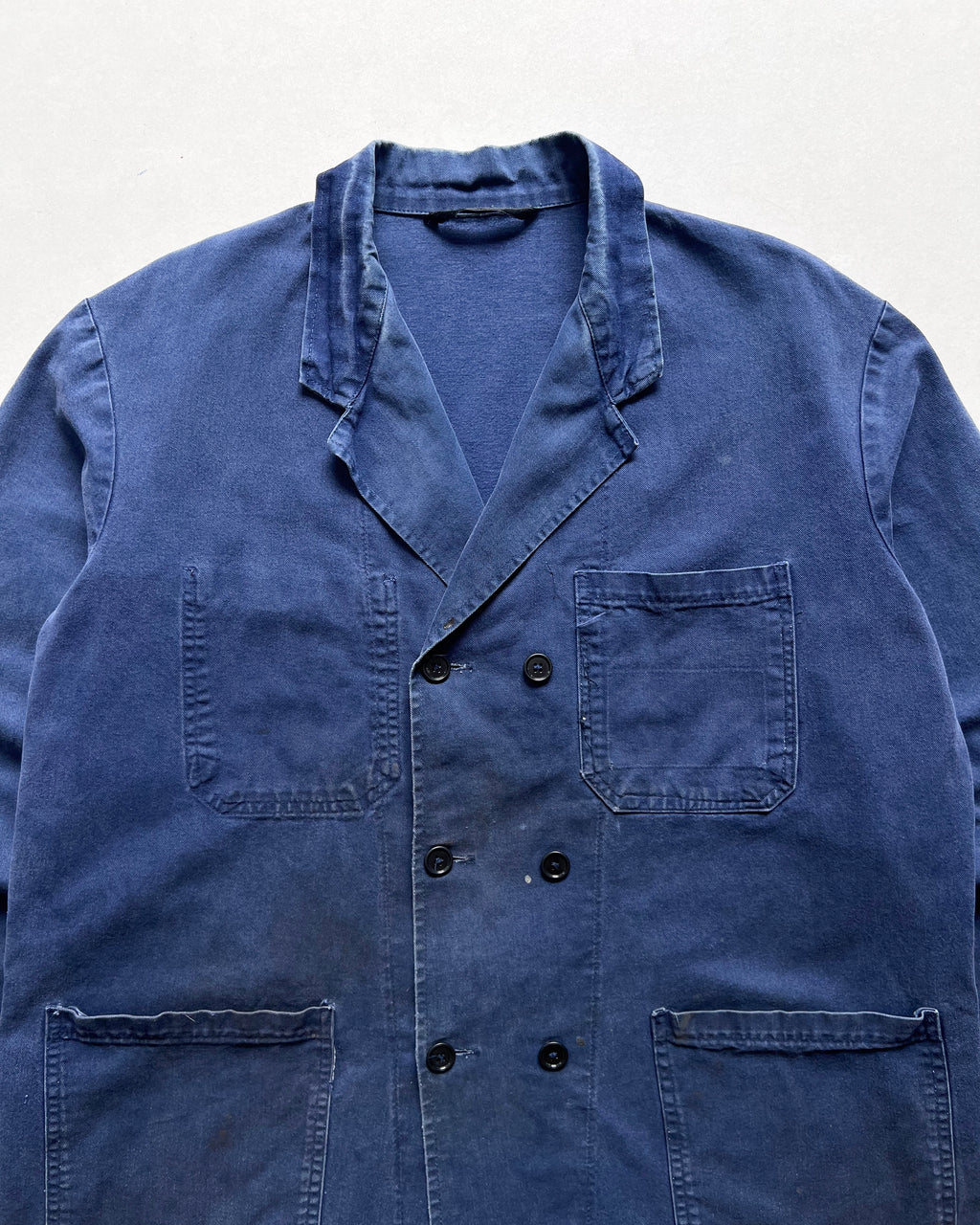 1960S FRENCH INDIGO DOUBLE BREASTED WORK JACKET (L)