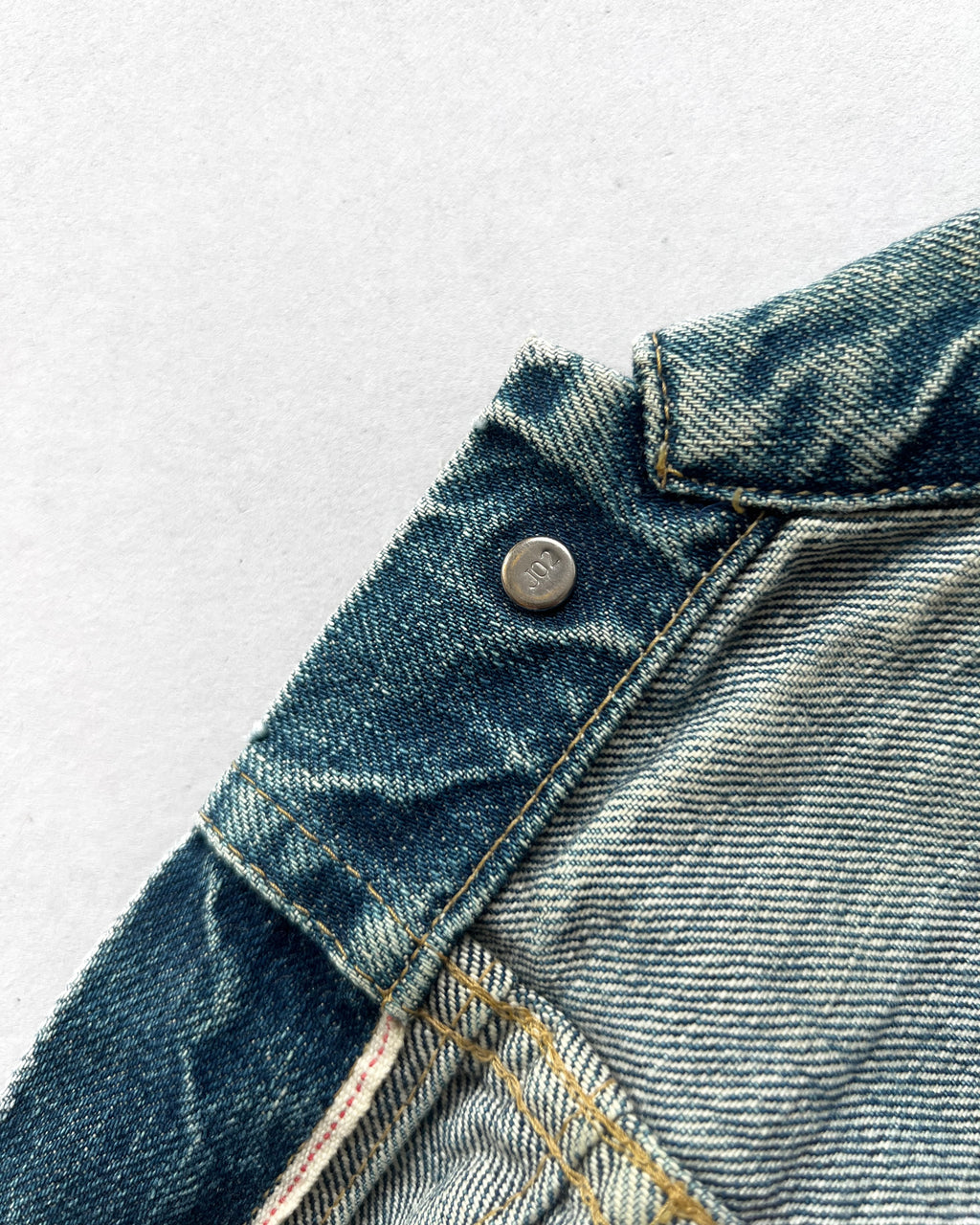 1990S FADED LEVI'S BIG E TYPE I SELVEDGE DENIM JACKET (M)