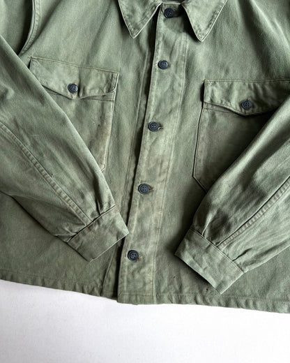 1950S OLIVE DOUBLE POCKET FRENCH WORK JACKET (L)